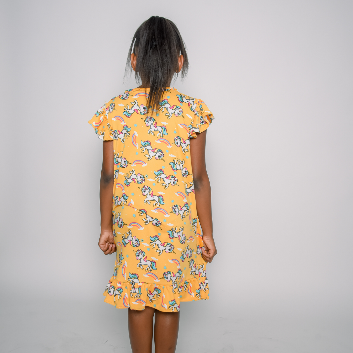 Yellow Unicorn Nightgown, Girls Yellow Unicorn Night Dress