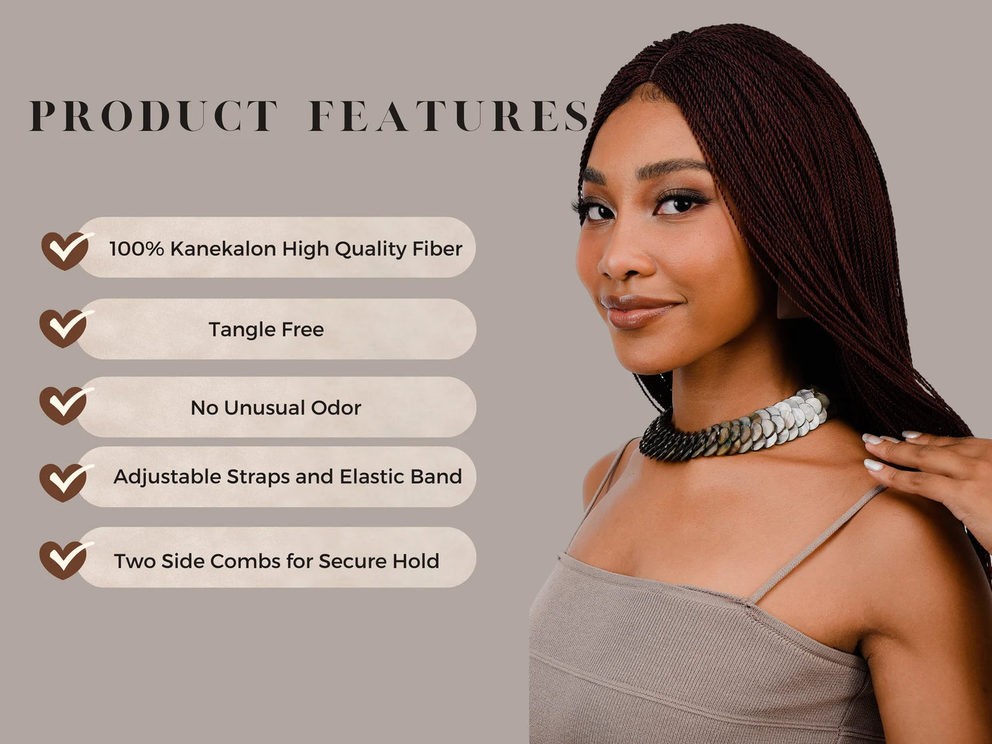 22 Inches Micro Million Twist Wig, Black Women Braided Wig 35 Color