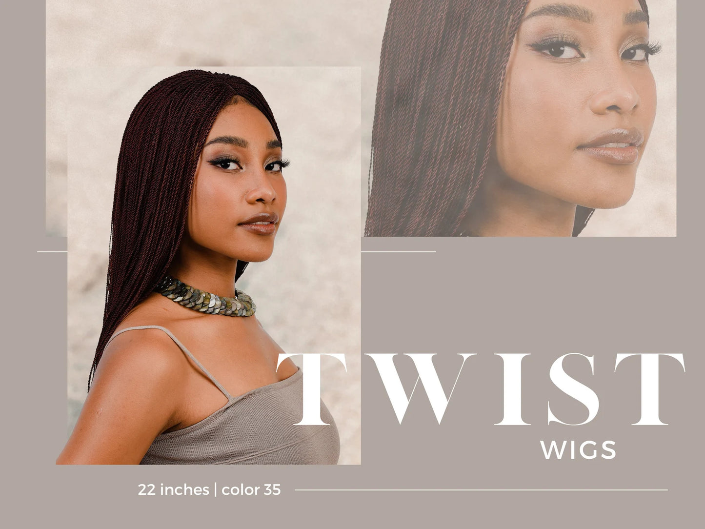 22 Inches Micro Million Twist Wig, Black Women Braided Wig 35 Color