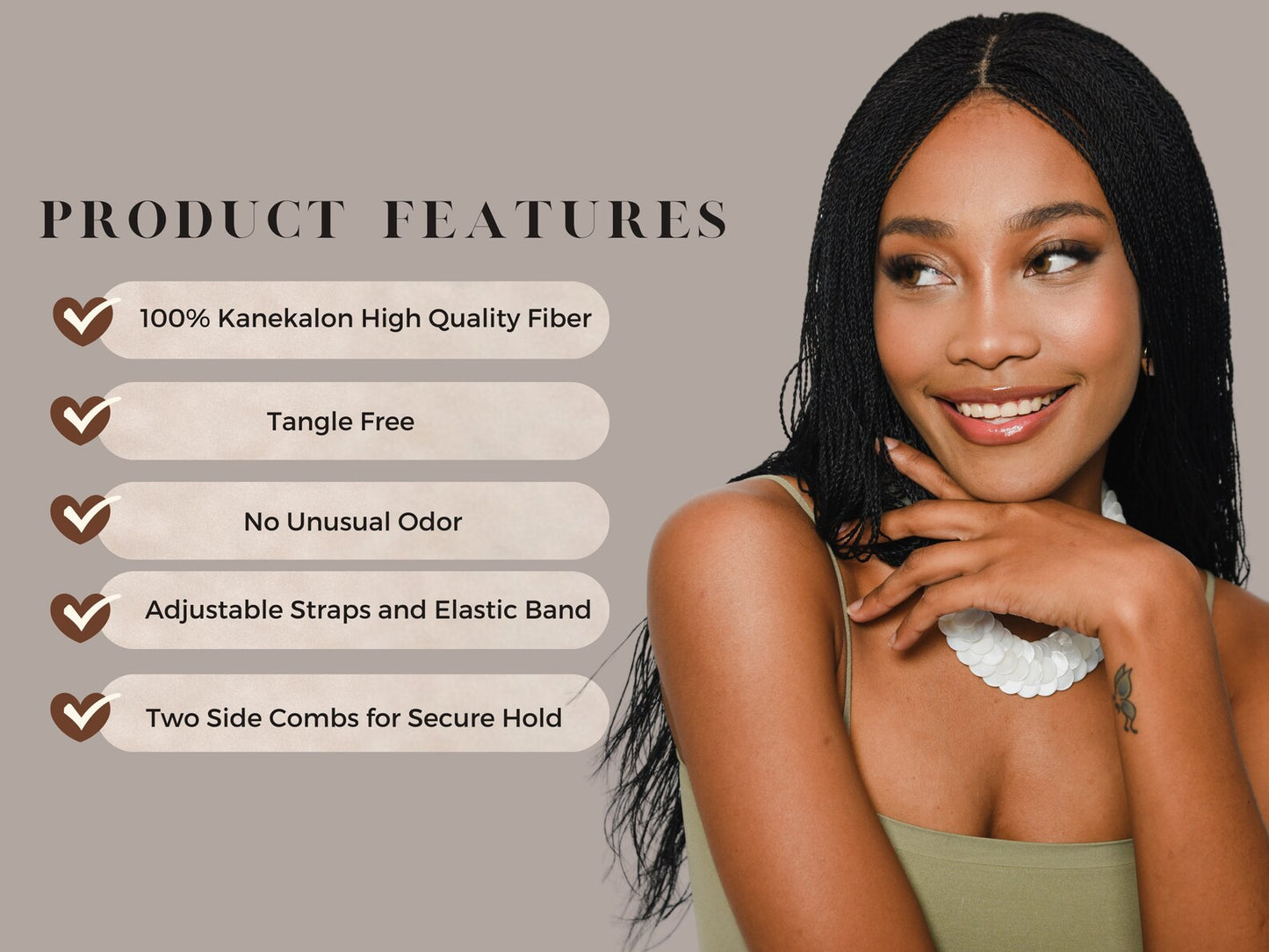 22 Inch Micro Million Twist Braided Wig for Black Women with Baby Hair