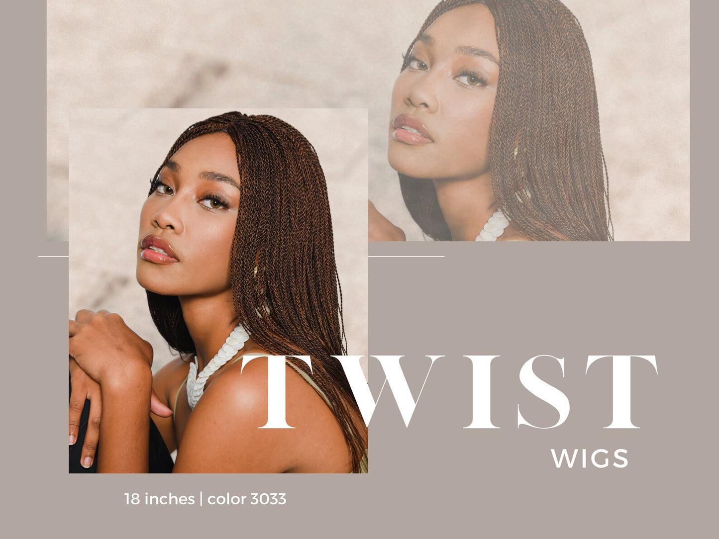 18 Inch Million Twist Shoulder Length Wig, Hair Braided Wigs For Women