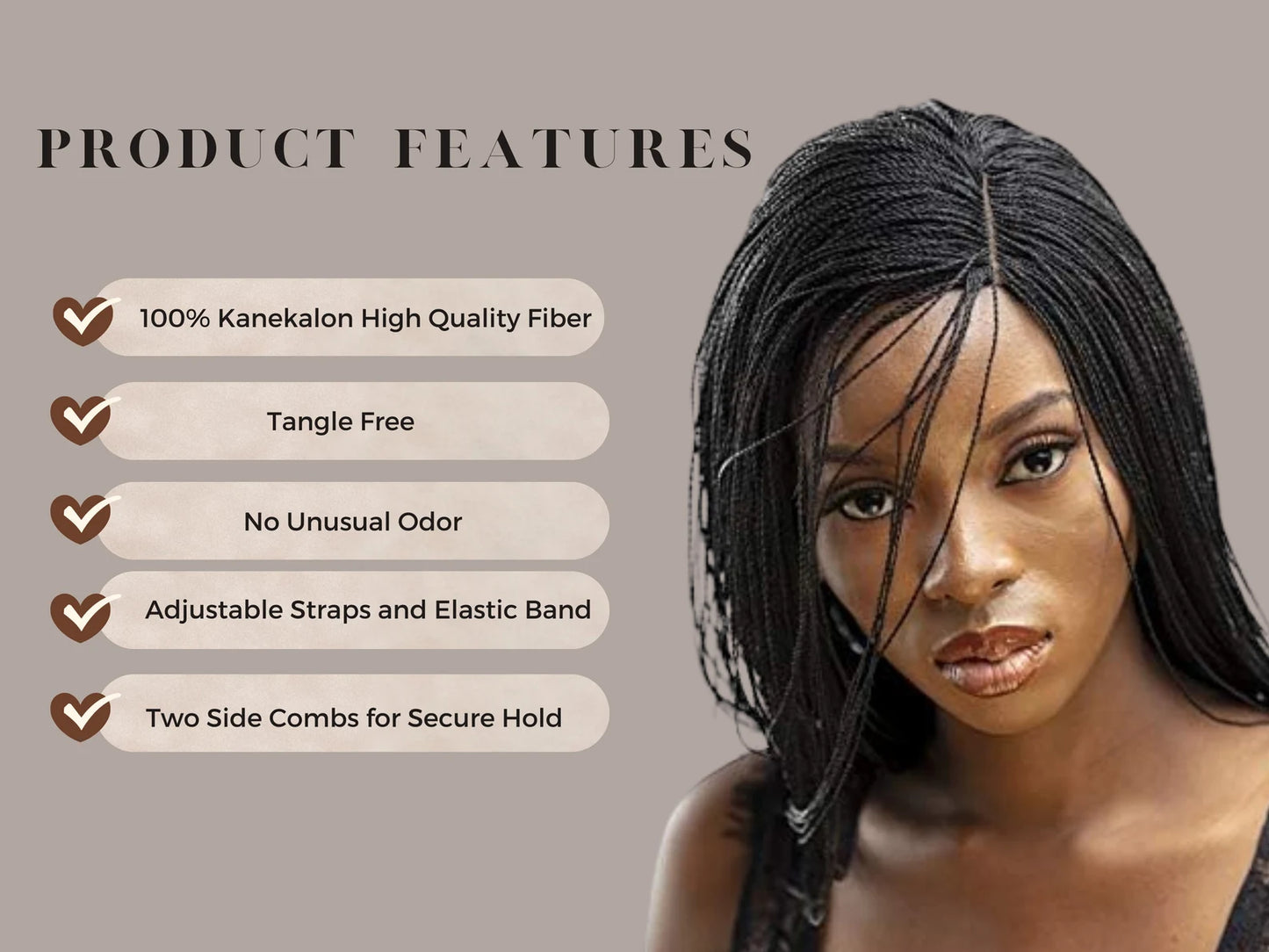 18 Inches Front Lace Senegalese Twist Hair Braided Wigs for Women