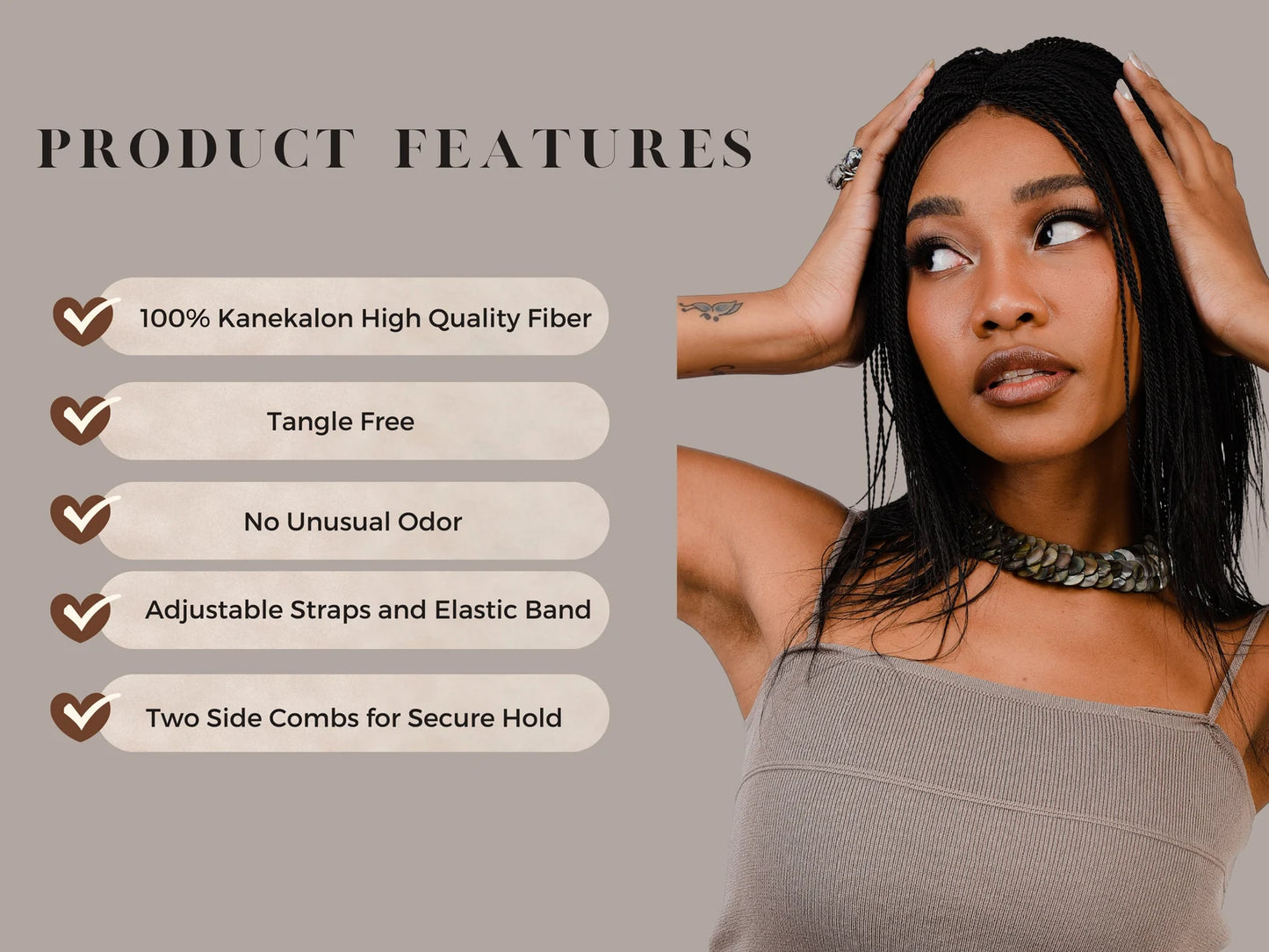 12 Inches Handmade Synthetic Box Braid Wig, Micro Million Twist Wig