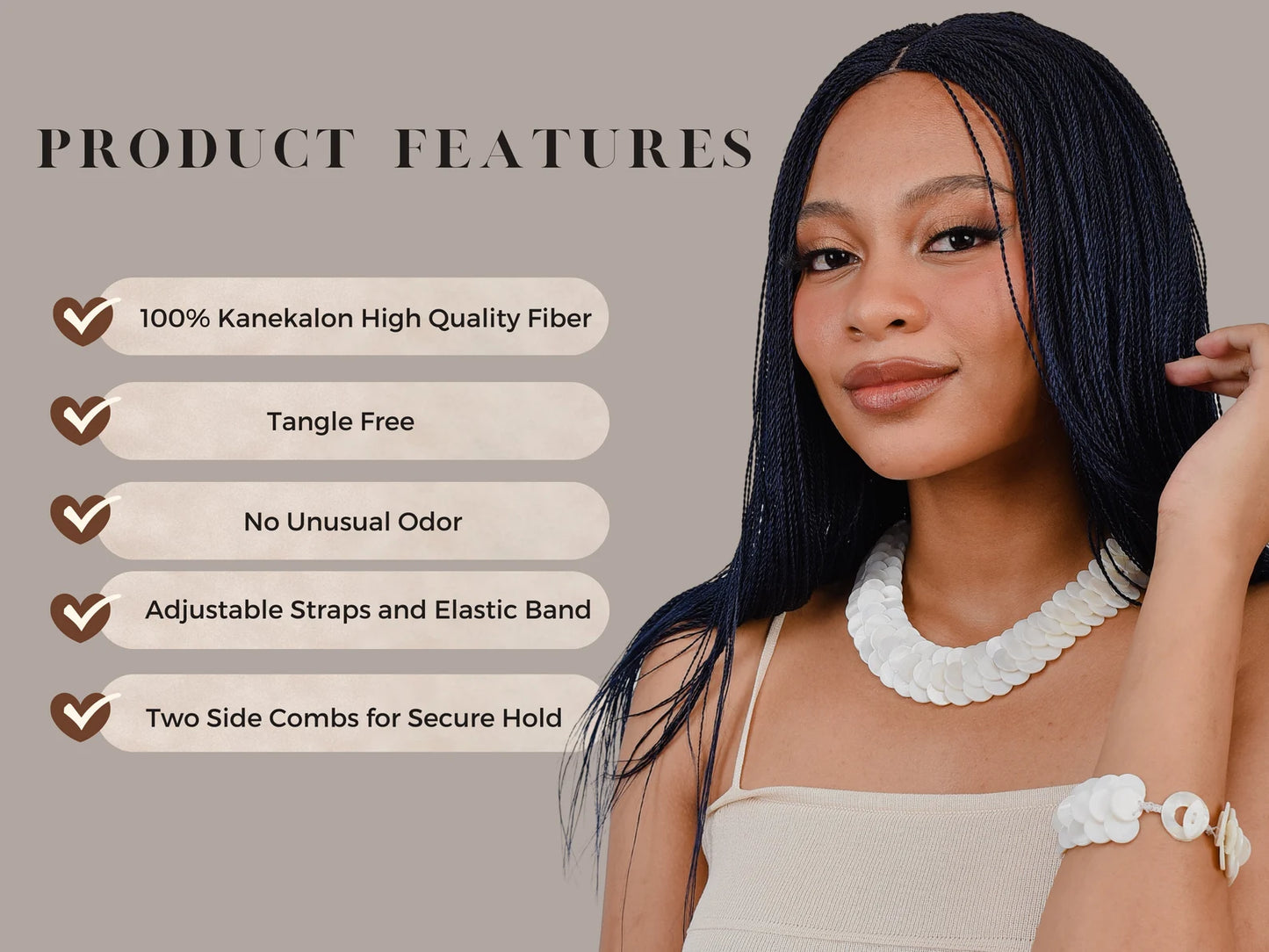 18 Inch Deep Blue Micro Million Twist Wigs, Lace Closure Braided Wig