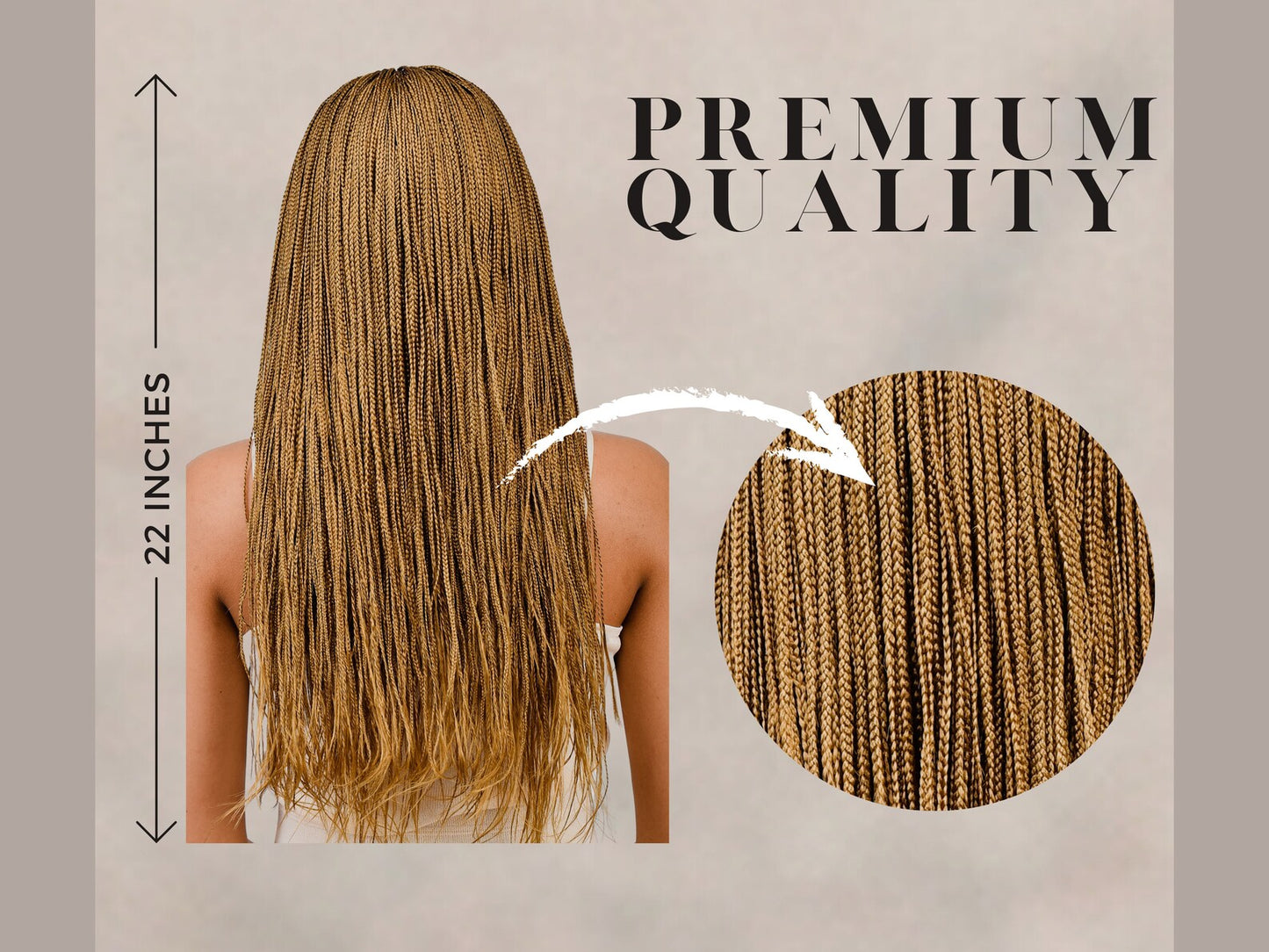 22 Inch Blonde Senegalese Braided Wig with Closure, Micro Braids Wig