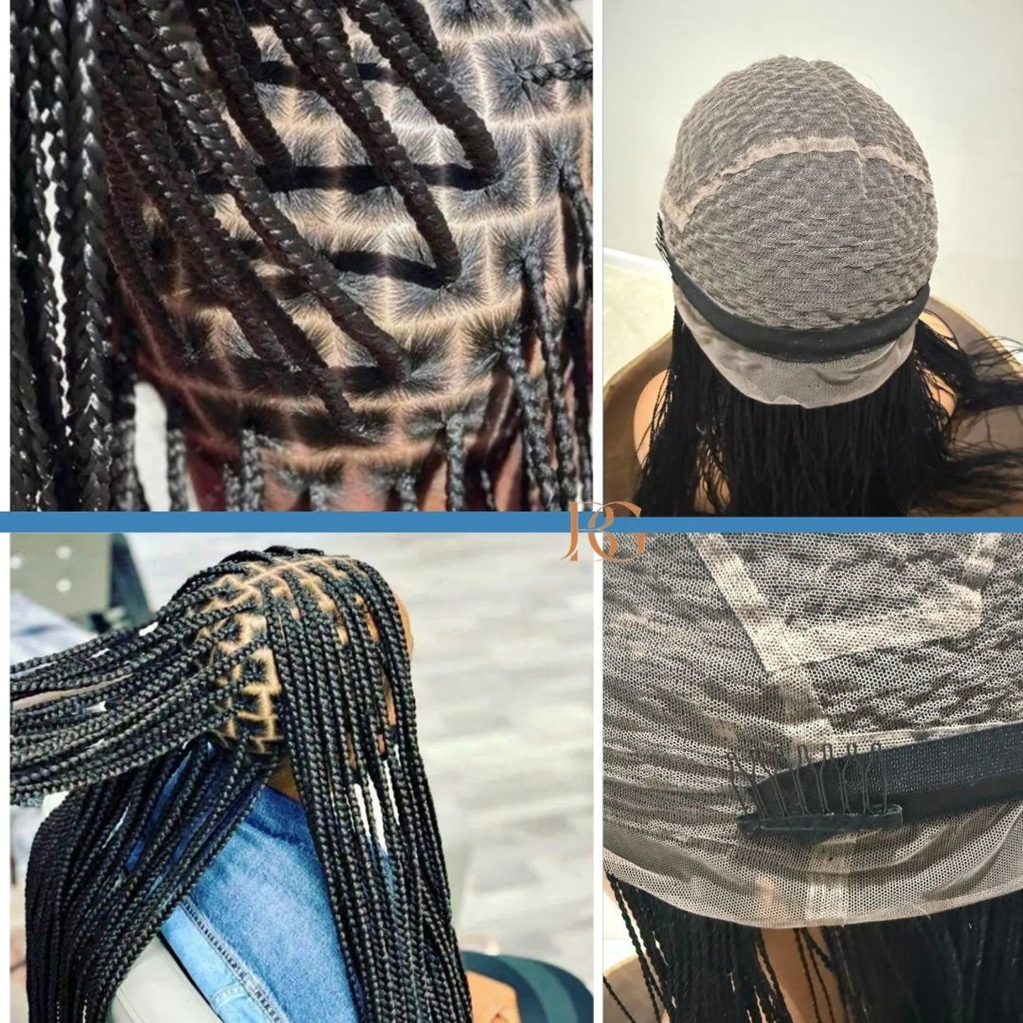 36 Inch Knotless Braided Long Black Wig For Women, Glueless Lace Front Wigs