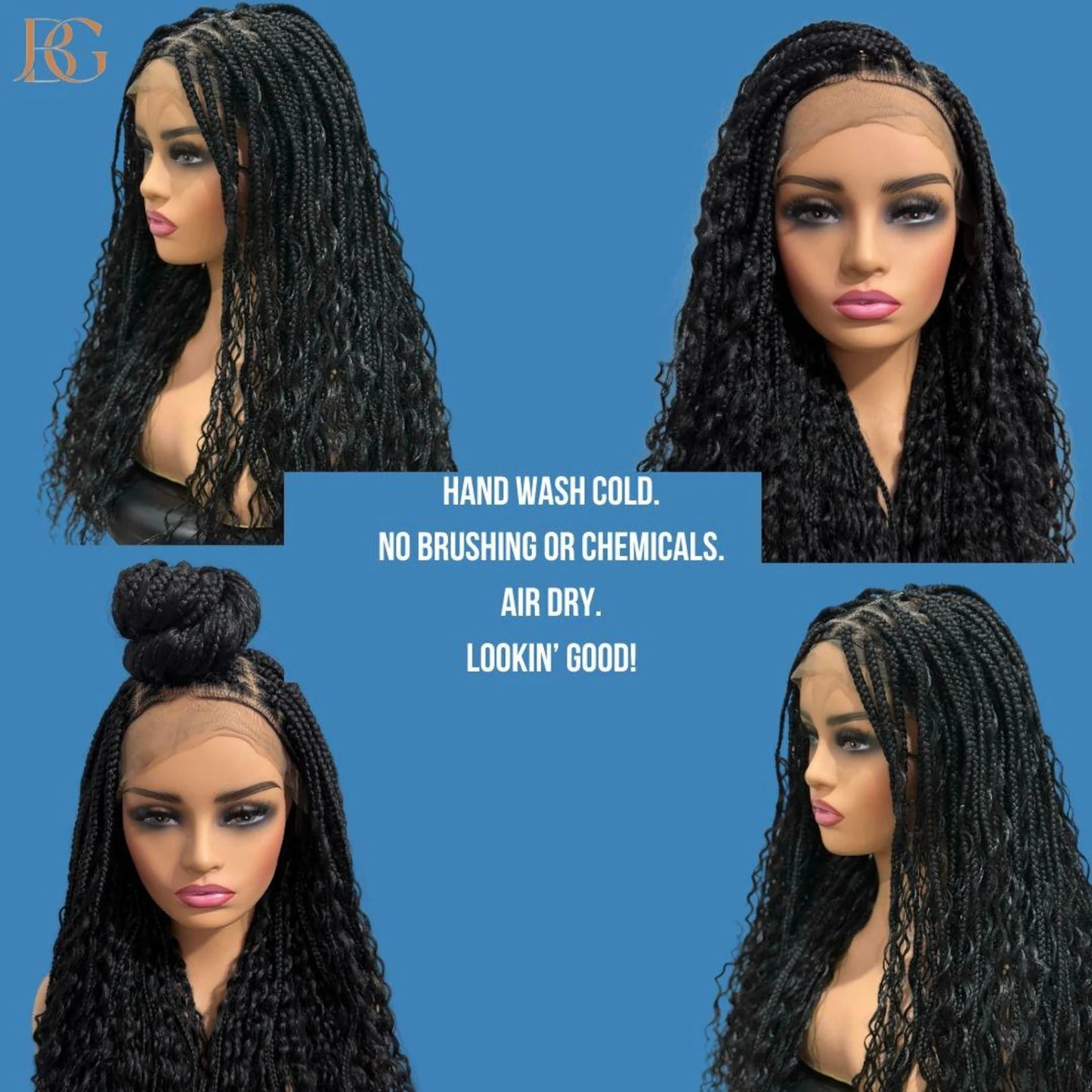 18 Inch Lace Front Micro Braided Wigs, Long Black Wigs for Women