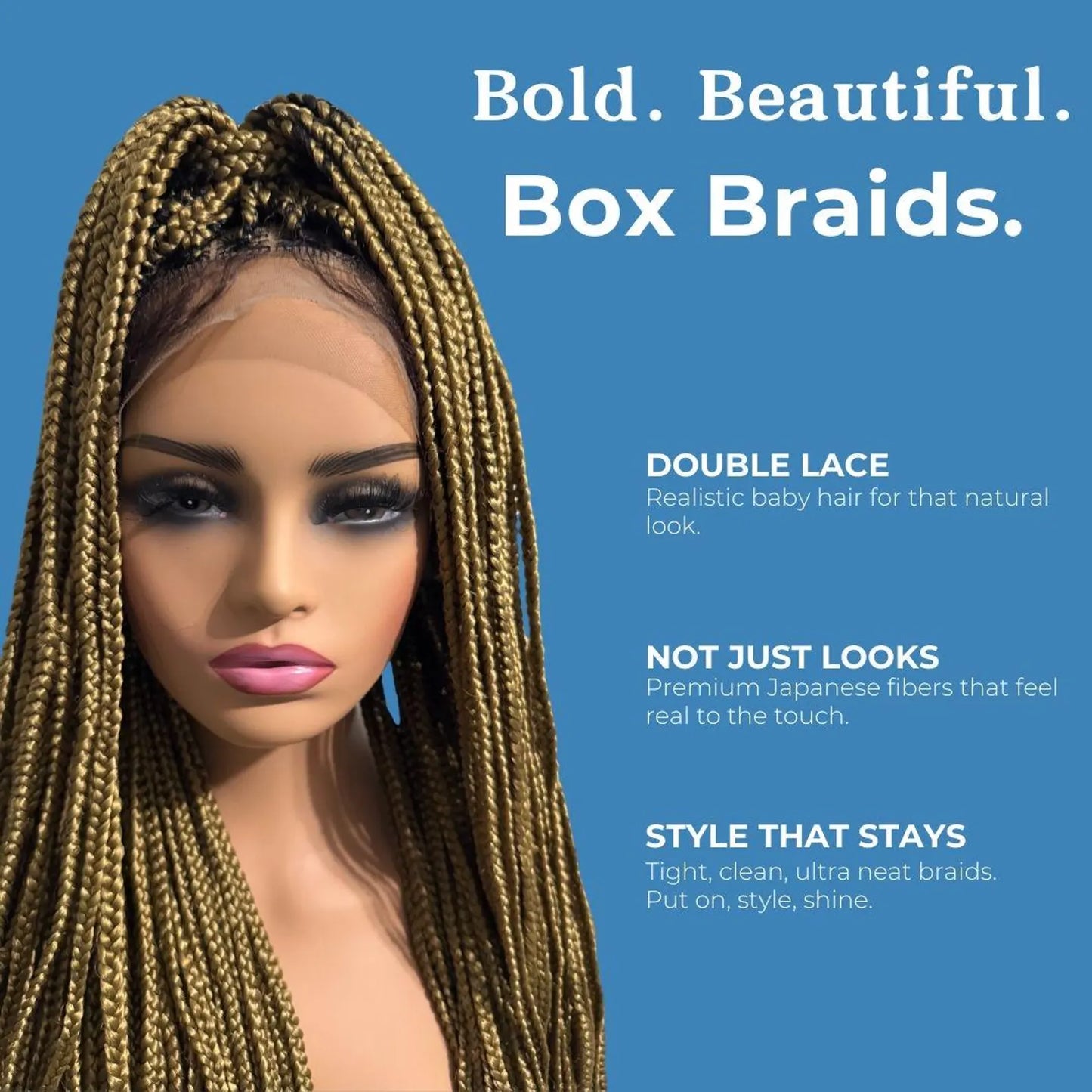 36 Inch Knotless Full Lace Blonde Braided Wig, Lace Front Wigs for Black Women
