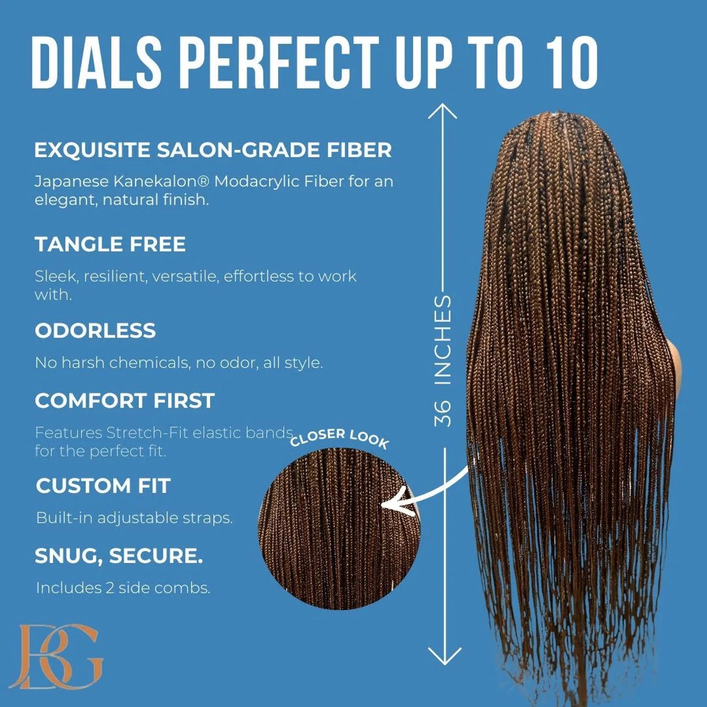 36 Inch Knotless Full Lace Medium Auburn Brown Wig, Braided Wigs for Black Women
