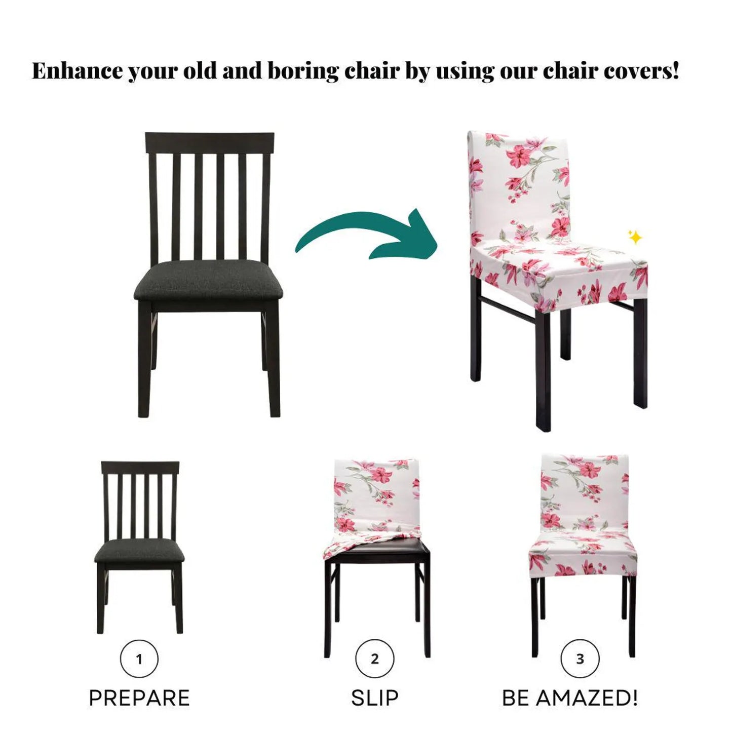 Waterproof Chair Covers, Removable Flower Print Chair Covers