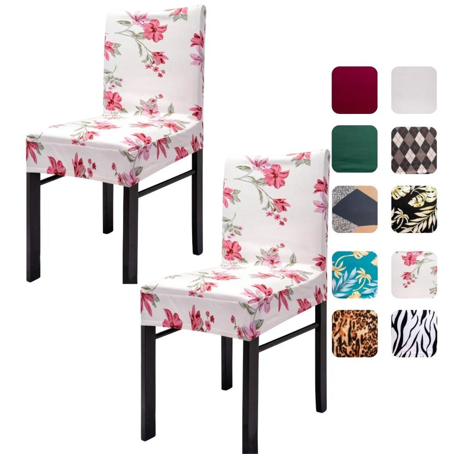 Flower Print Chair Covers, Removable Slip Cover Dining Chairs