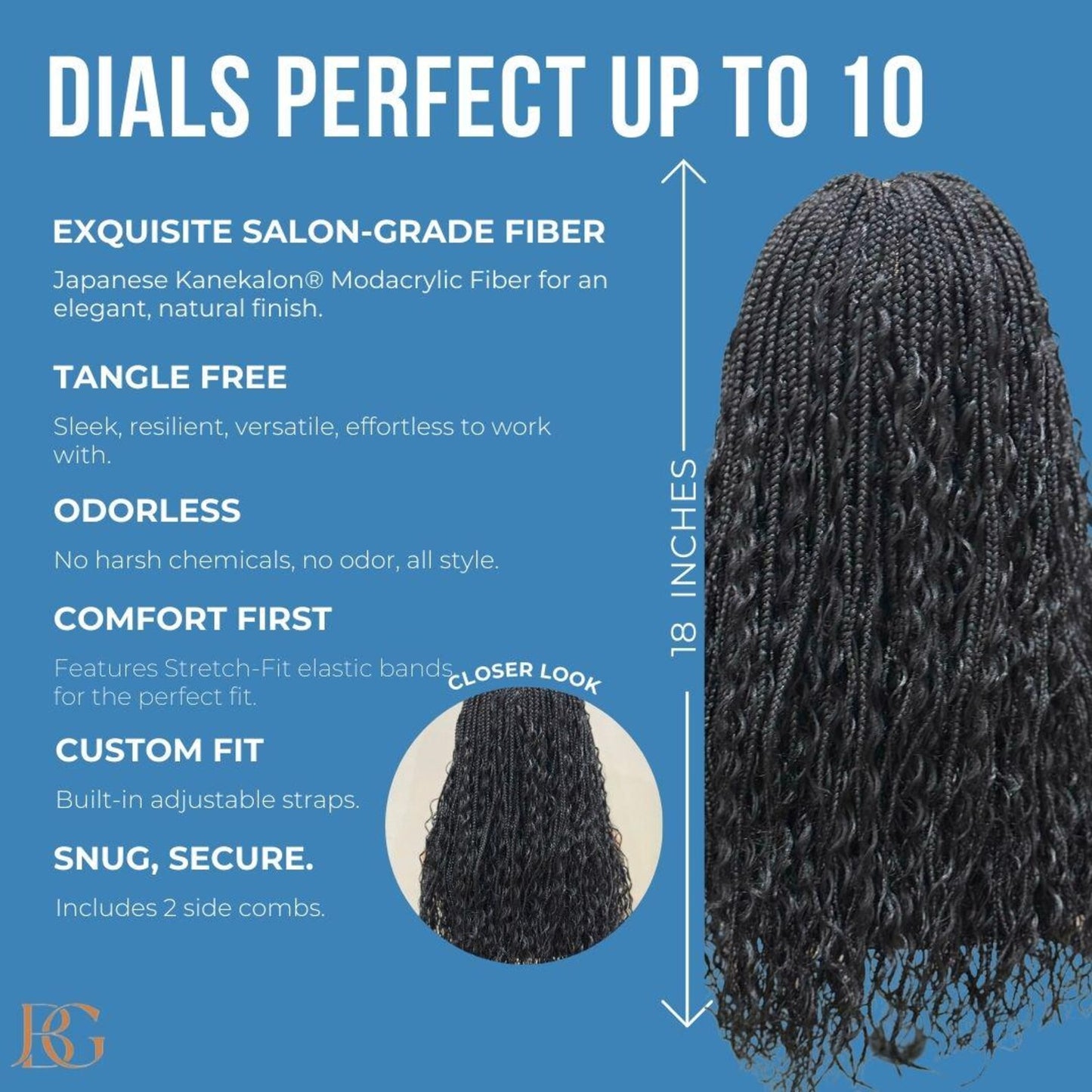 18 Inch Lace Front Micro Braided Wigs, Long Black Wigs for Women