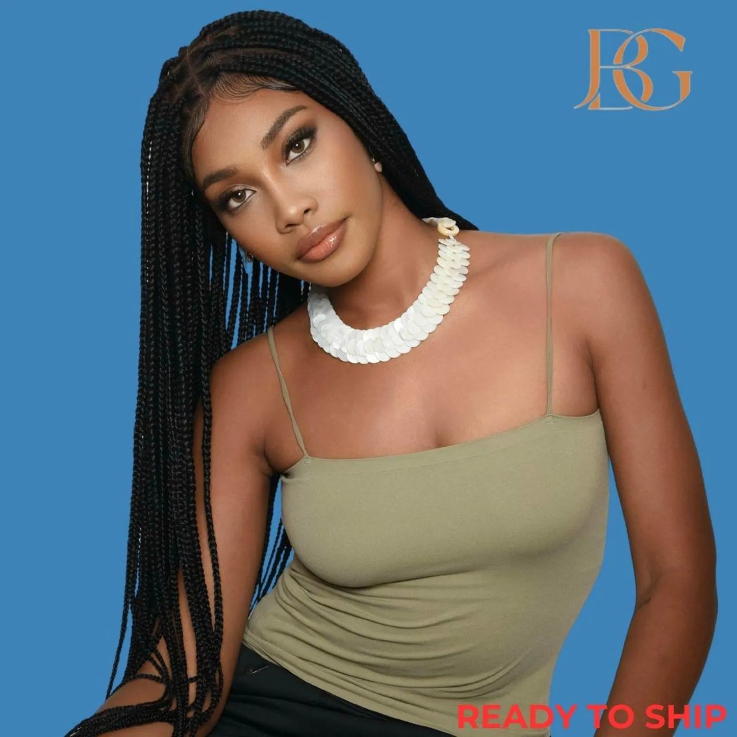 36 Inch Knotless Braided Long Black Wig For Women, Glueless Lace Front Wigs