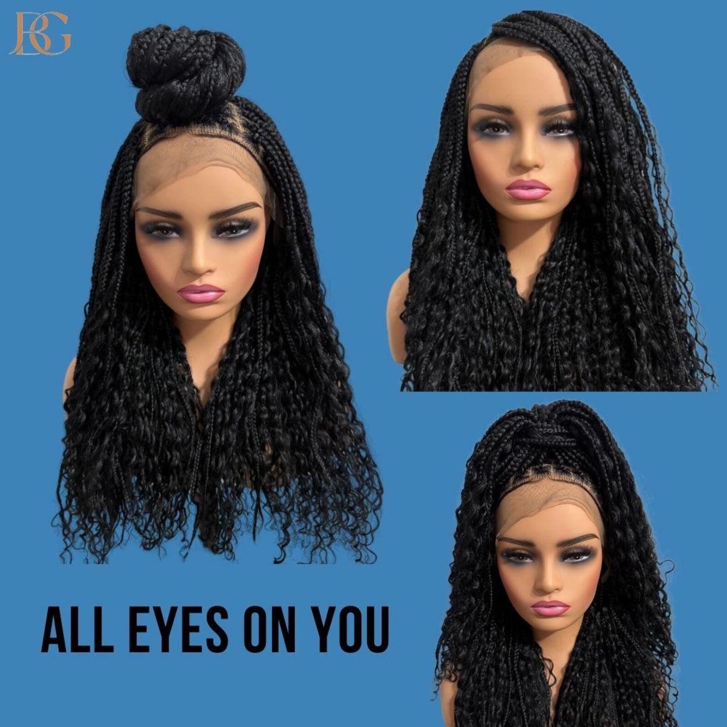 18 Inch Lace Front Micro Braided Wigs, Long Black Wigs for Women