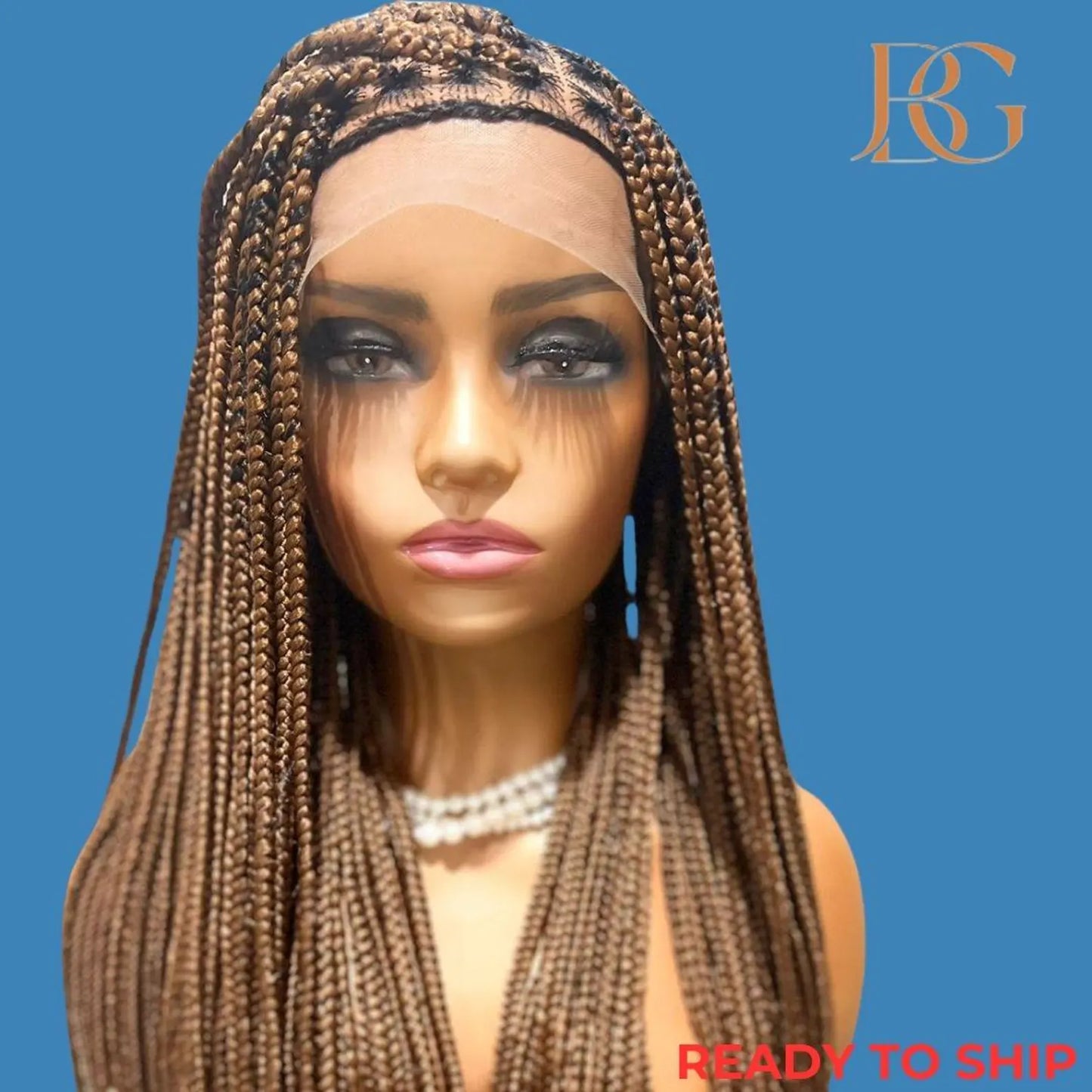 36 Inch Knotless Full Lace Medium Auburn Brown Wig, Braided Wigs for Black Women