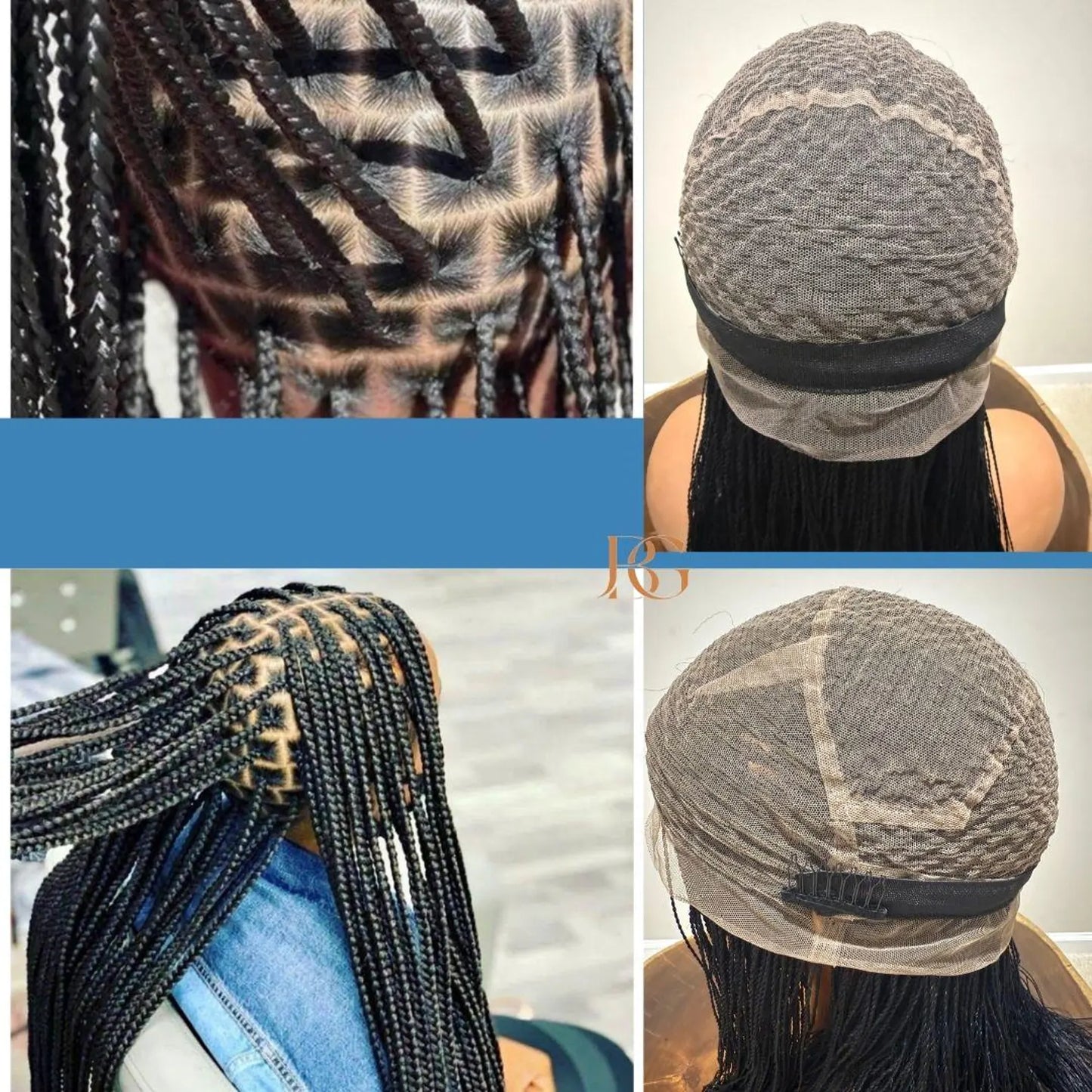 36 Inch Knotless Full Lace Medium Auburn Brown Wig, Braided Wigs for Black Women