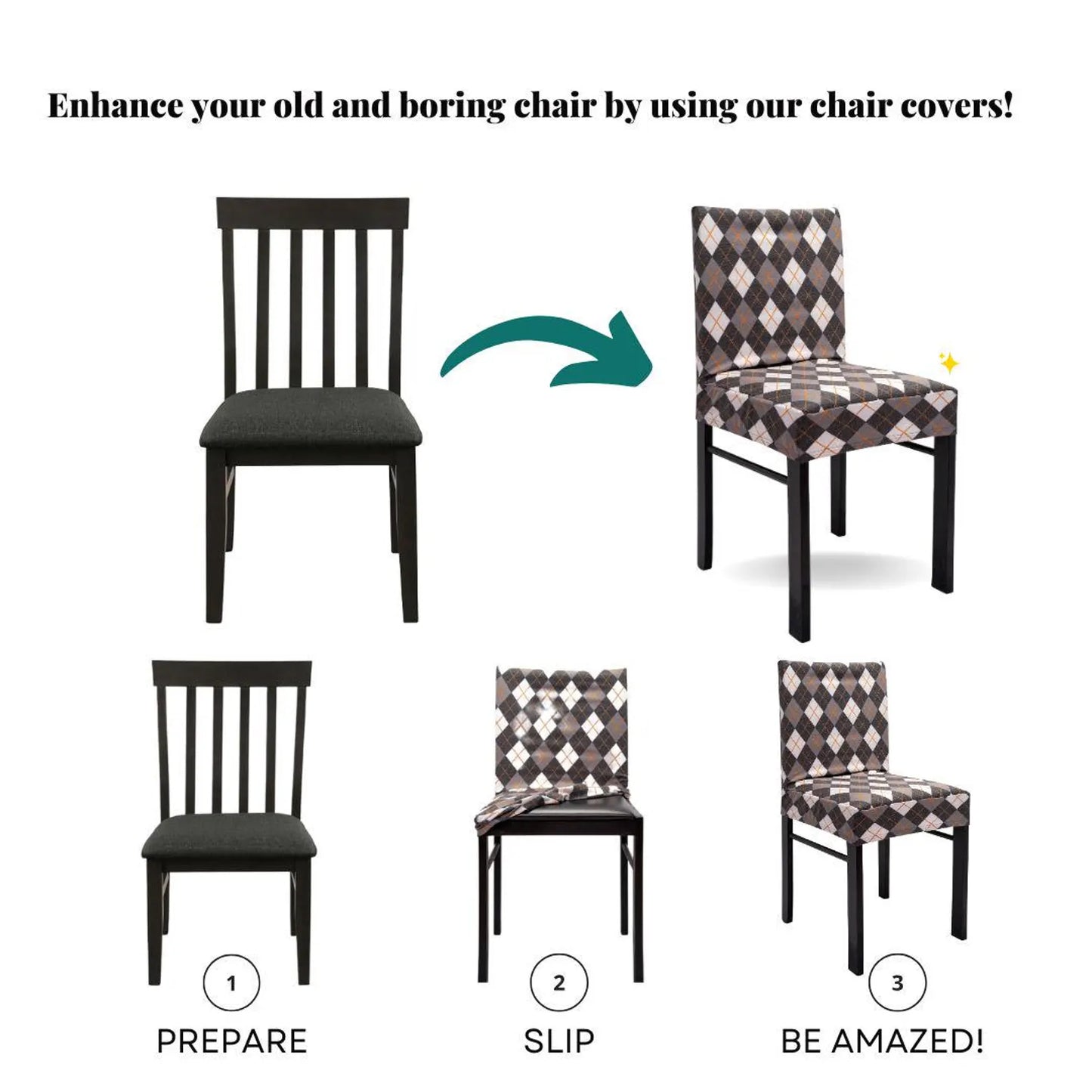 Removable Chair Protectors, Pattern High Back Slip Cover Dining Chairs