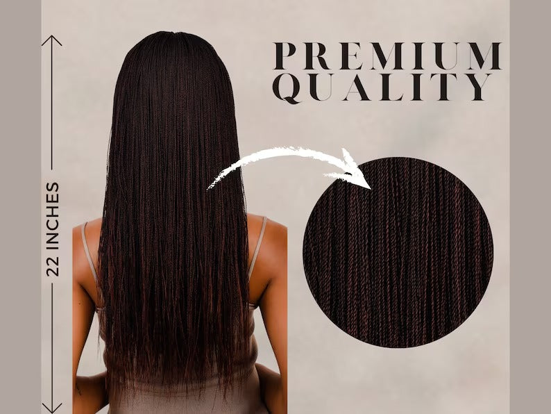 22 Inch Micro Million Twist Braided Wig For Women, Natural Hair Wig