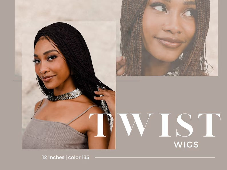 22 Inch Micro Million Twist Braided Wig For Women, Natural Hair Wig