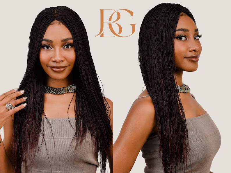 22 Inch Micro Million Twist Braided Wig For Women, Natural Hair Wig