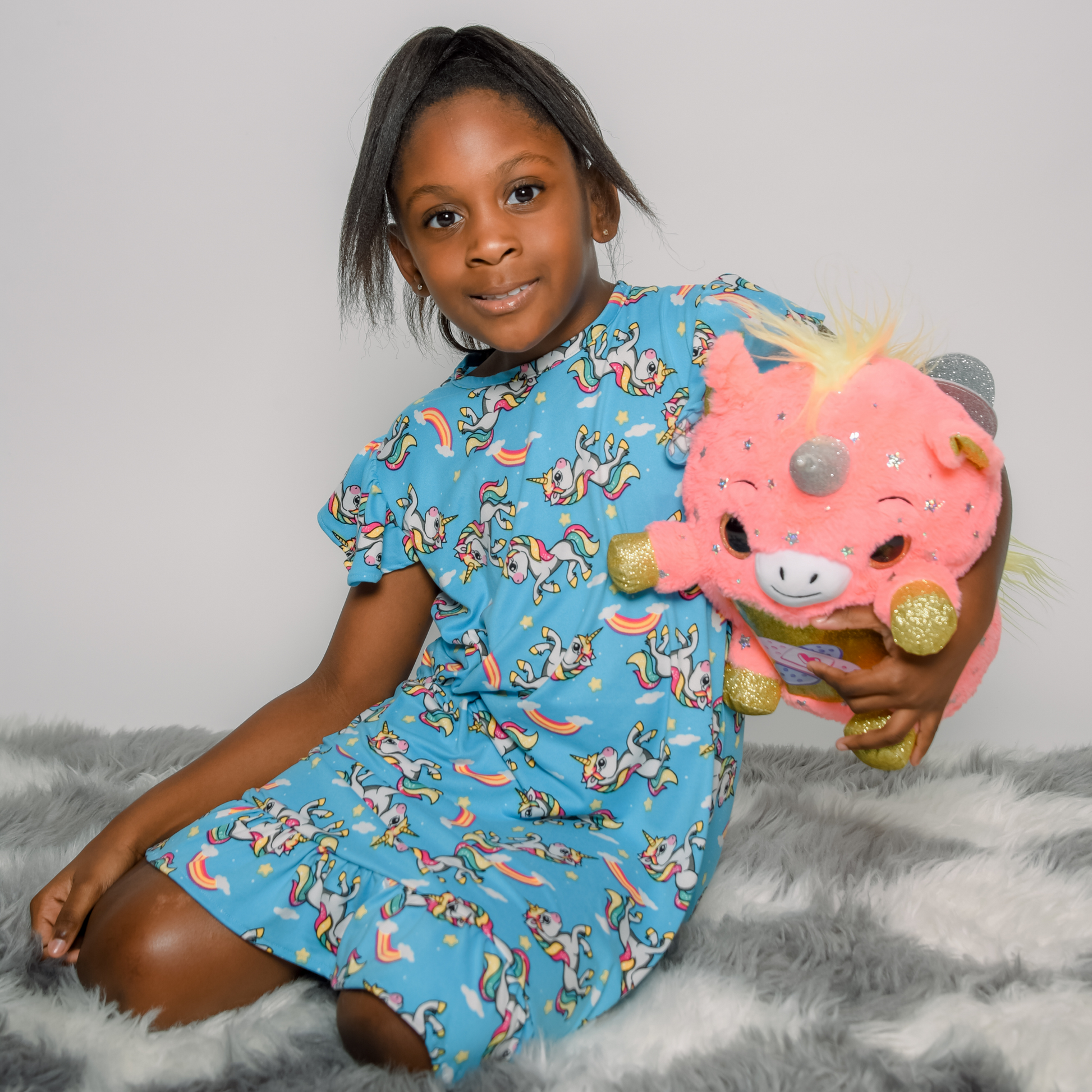 TreJaz Pajamas for Kids | Girls' Unicorn NightGown-Sky Blue TreJaz Pajamas for Kids | Girls' Unicorn NightGown-Sky Blue