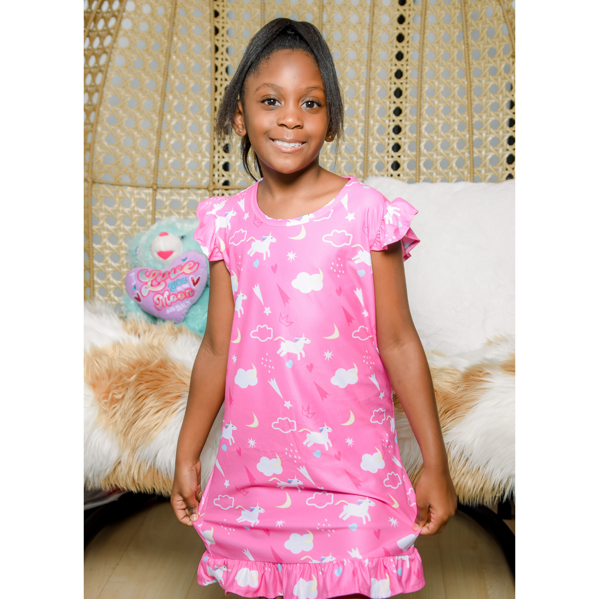 TreJaz Pajamas for Kids | Girls' Unicorn NightGown - Pink TreJaz Pajamas for Kids | Girls' Unicorn NightGown - Pink