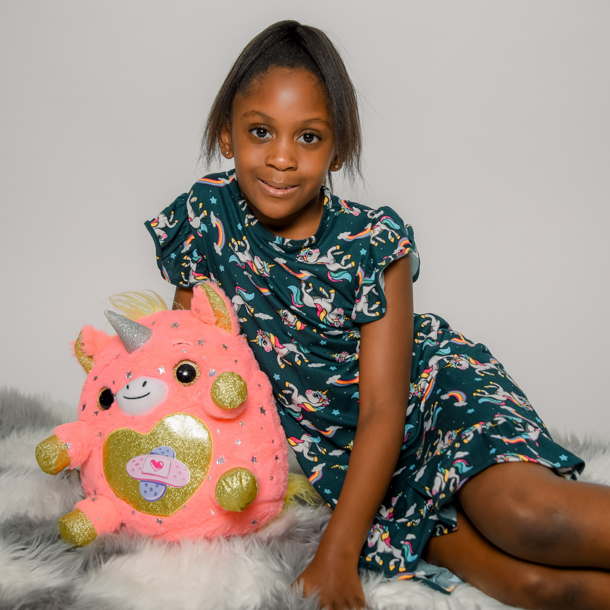 TreJaz Unicorn Princess Pajama Dresses for Girls Sleepwear Dark