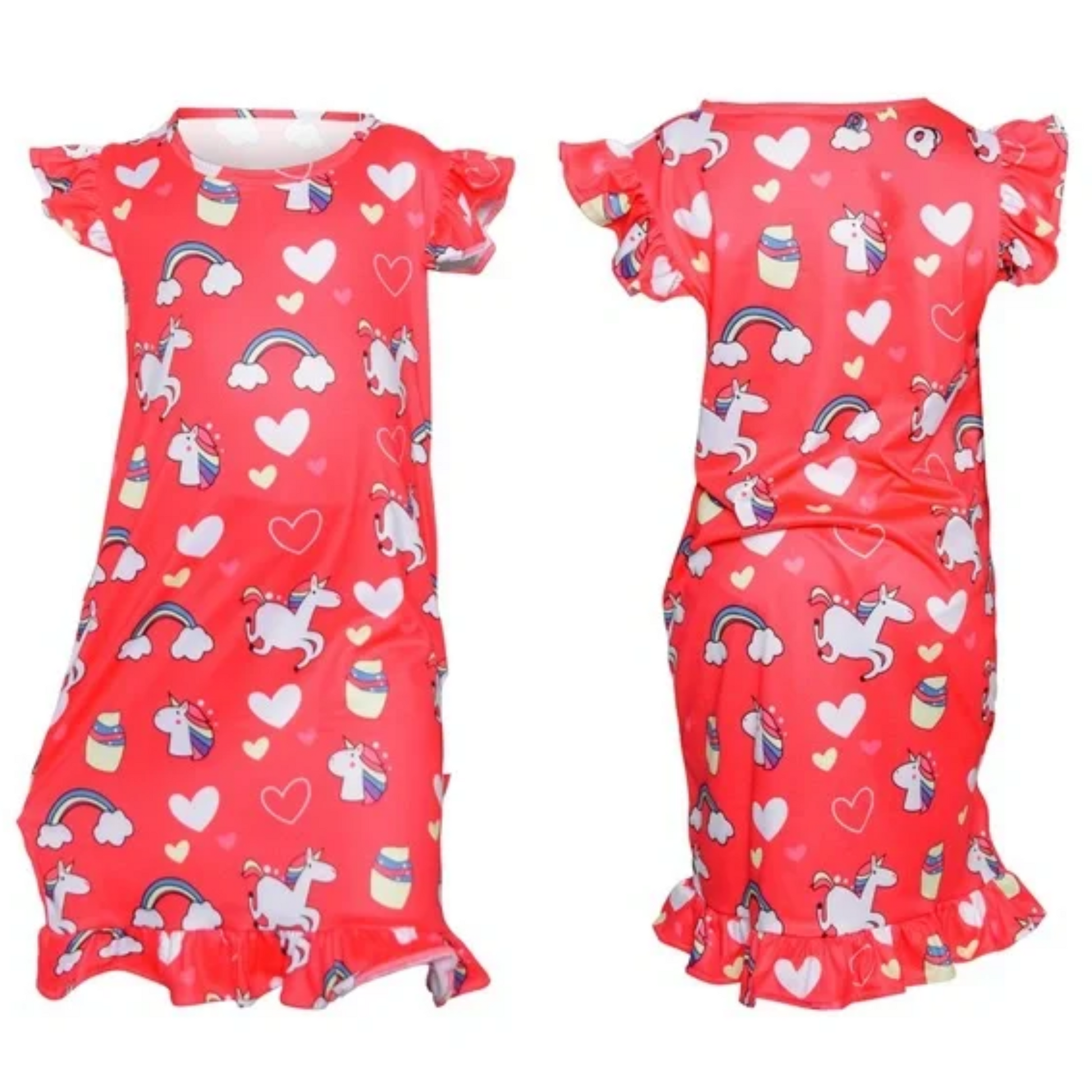 TreJaz Pajamas for Kids | Girls' Unicorn NightGown - Tangerine TreJaz Pajamas for Kids | Girls' Unicorn NightGown - Tangerine