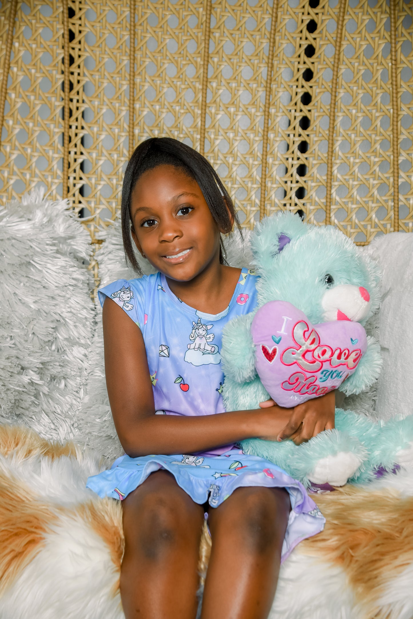 Purple Unicorn Nightgown for Girls, Soft Night Dress for Girls