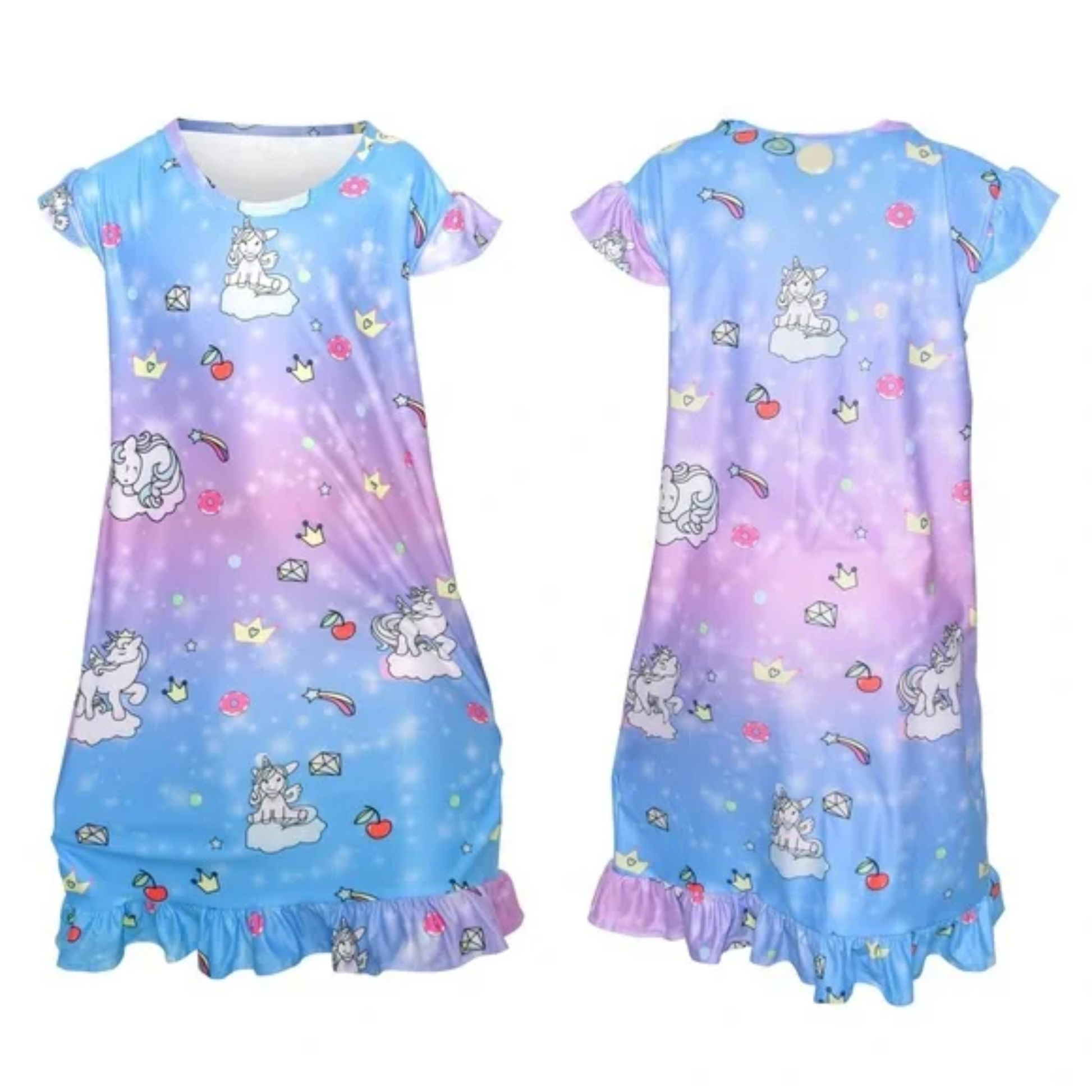 TreJaz Pajamas for Kids | Girls' Unicorn NightGown - Pink/Purple TreJaz Pajamas for Kids | Girls' Unicorn NightGown - Pink/Purple