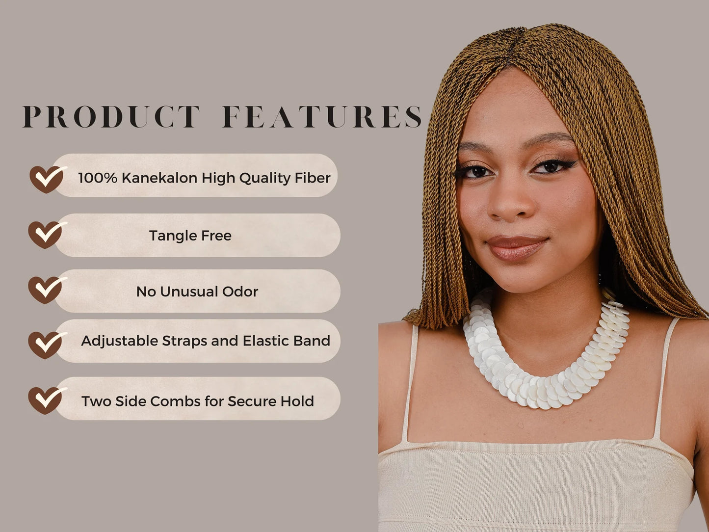 22 Inch Spring Million Twist Braided Wig For Black Women, Natural Wig