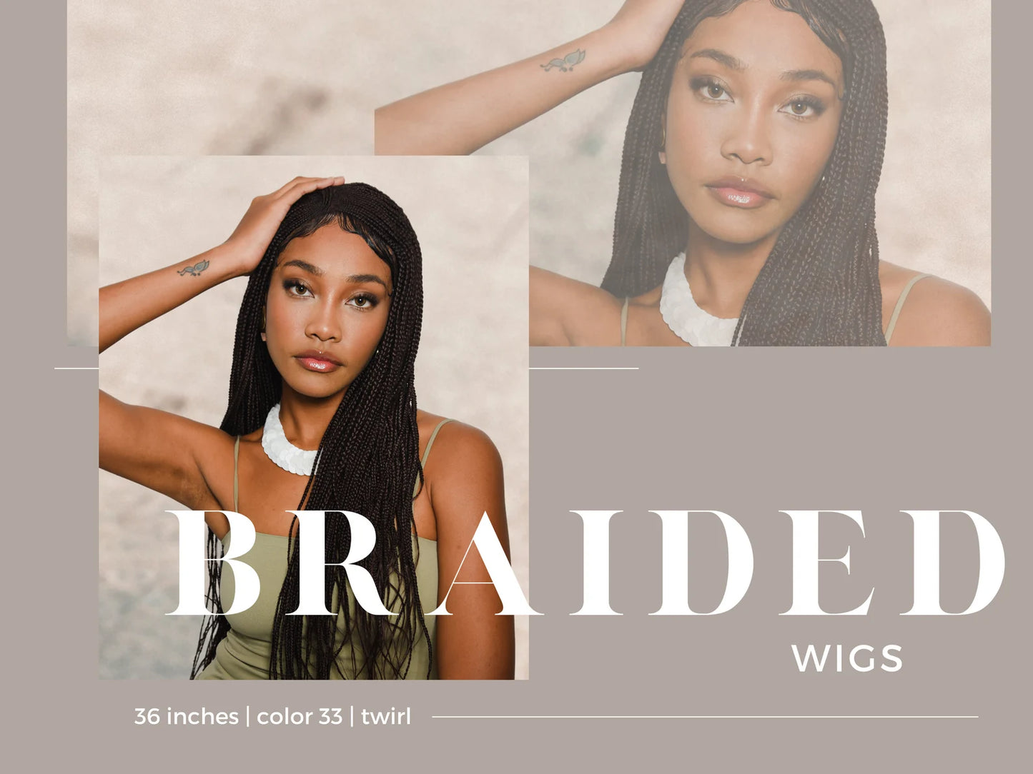 28 Inch Cornrow Box Braided Wig, 36” Twirl Braid Wigs 13X6 Lace Closure