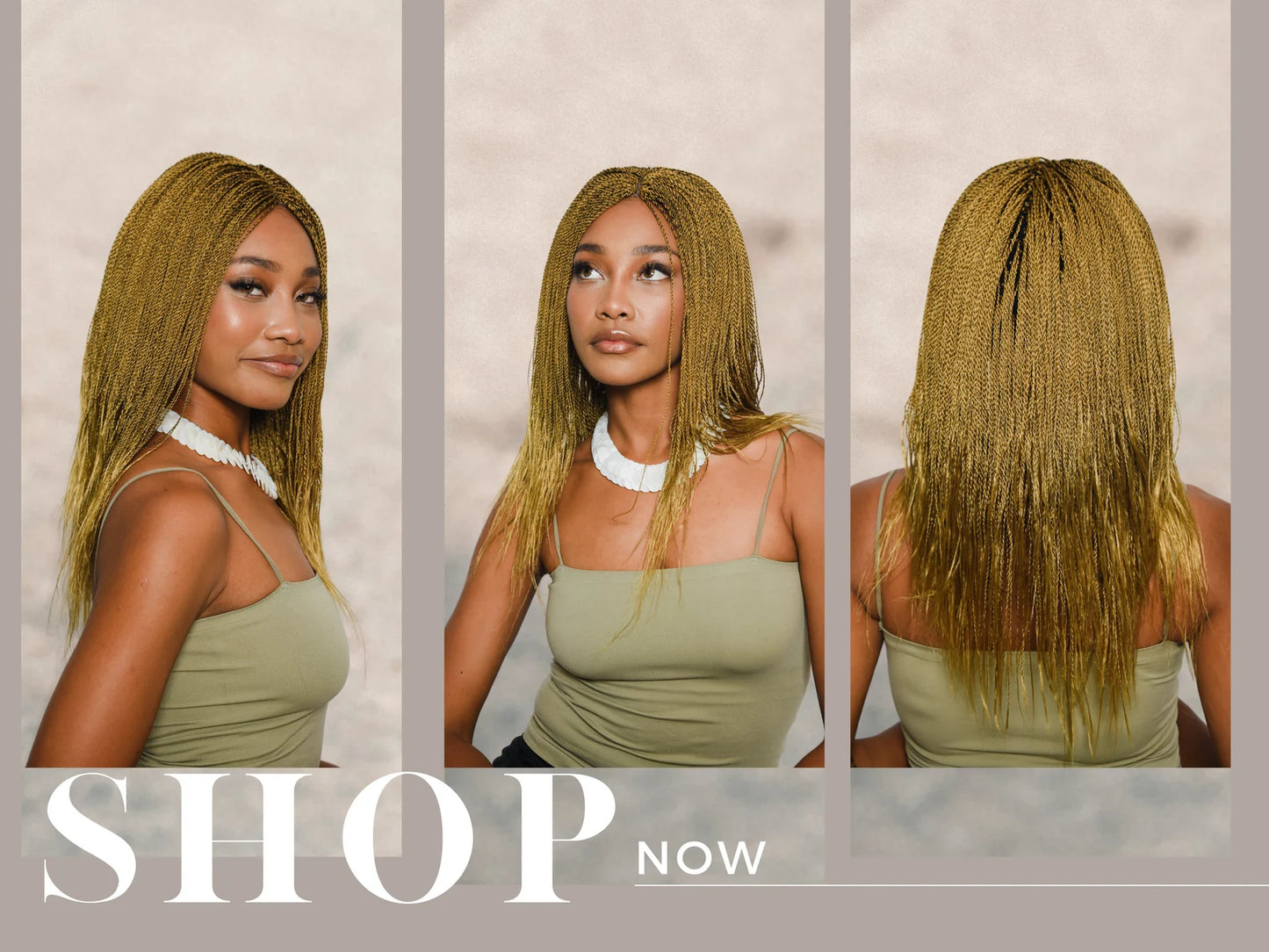 18 inches Micro Million Twist Golden Blonde Wig, Natural Braided Wig