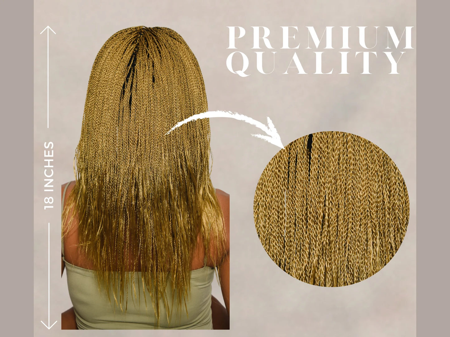18 inches Micro Million Twist Golden Blonde Wig, Natural Braided Wig
