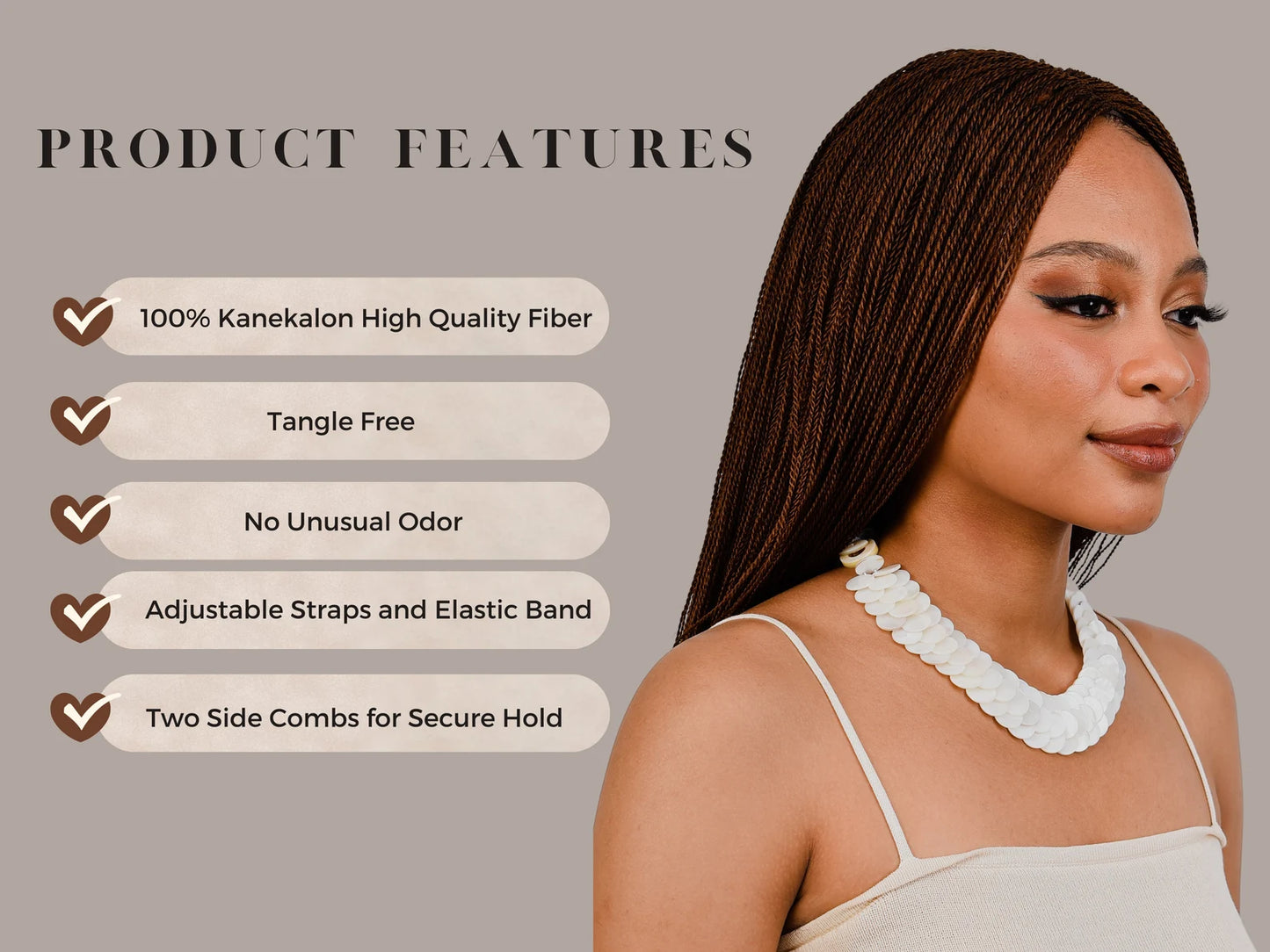 22 Inches Senegalese Micro Million Twist Wig, Braided Stylish Wig