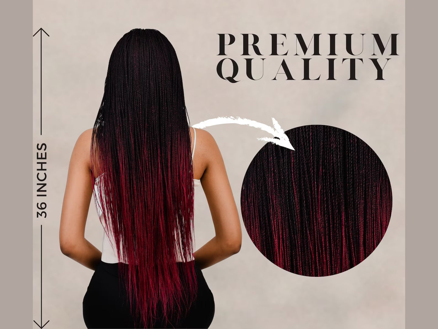 36 Inch Micro Million Twist Braided Wig with Front Lace Closure