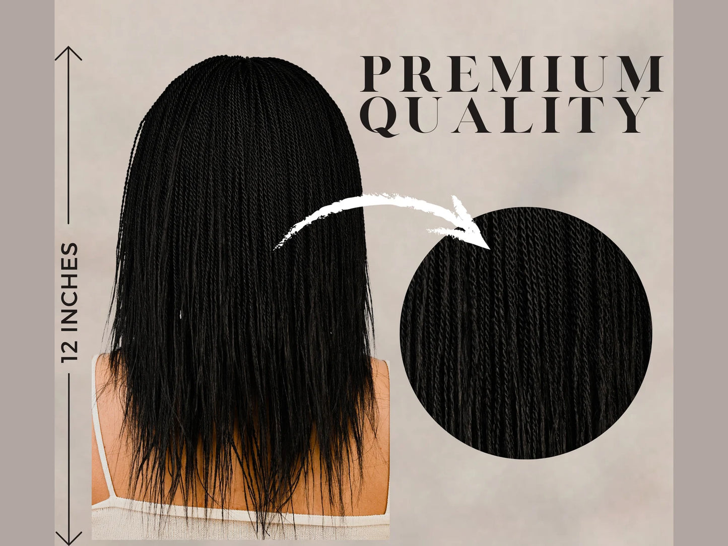 12 Inches Handmade Synthetic Box Braid Wig, Micro Million Twist Wig