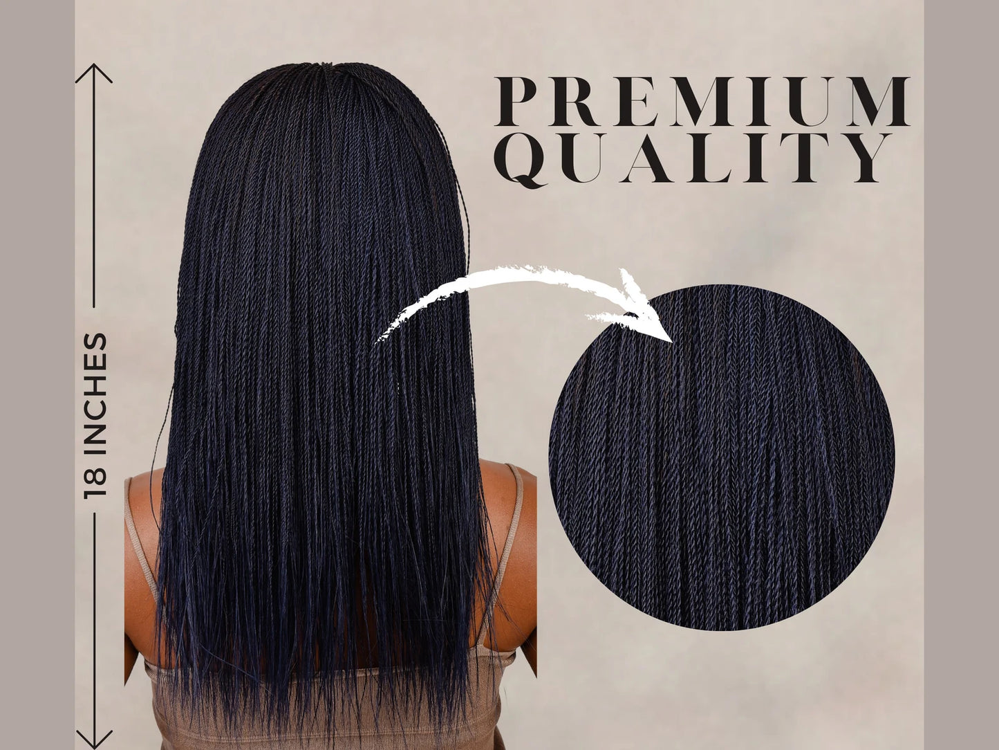 18 Inch Deep Blue Micro Million Twist Wigs, Lace Closure Braided Wig