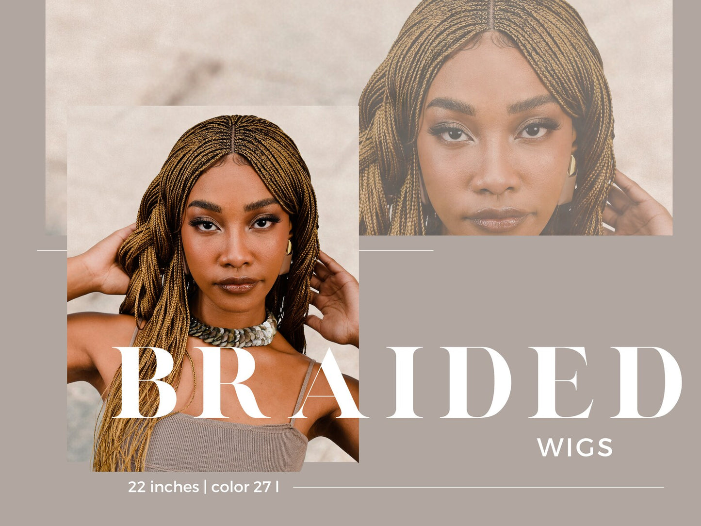 22 Inch Blonde Senegalese Braided Wig with Closure, Micro Braids Wig