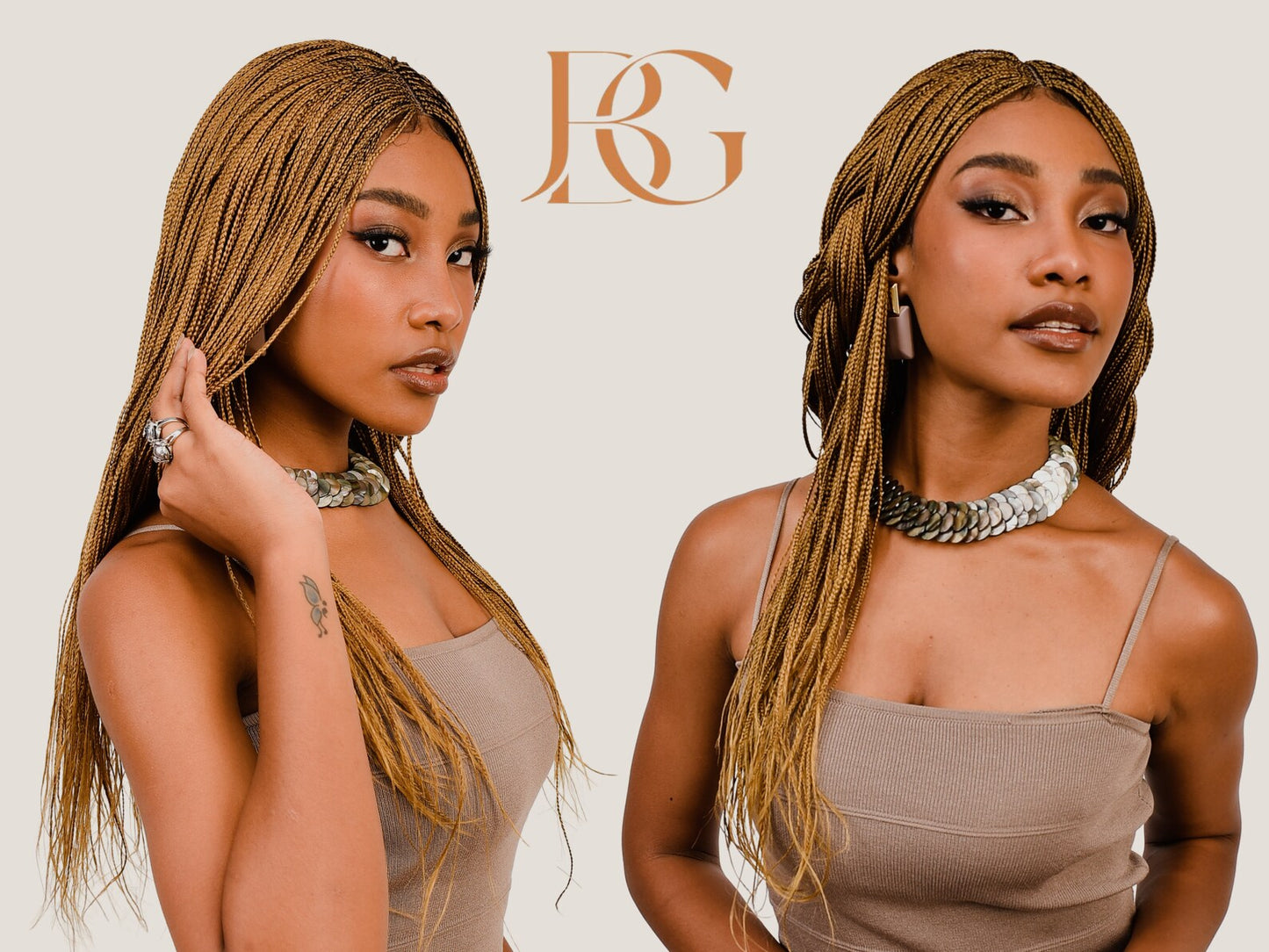 22 Inch Blonde Senegalese Braided Wig with Closure, Micro Braids Wig
