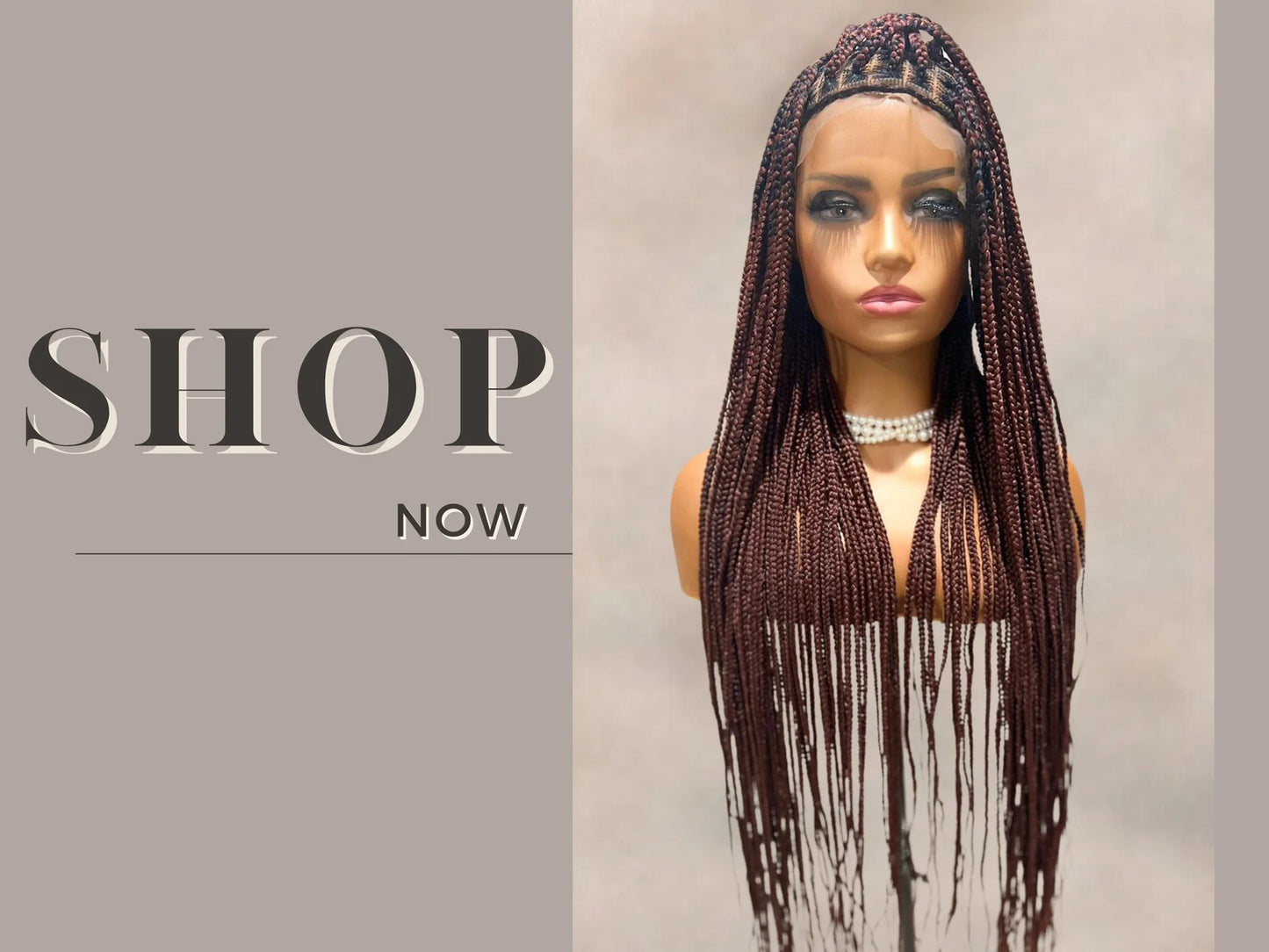 Knotless Front Lace Box Braided Wig, 36 Inch Long Hair Wig For Women