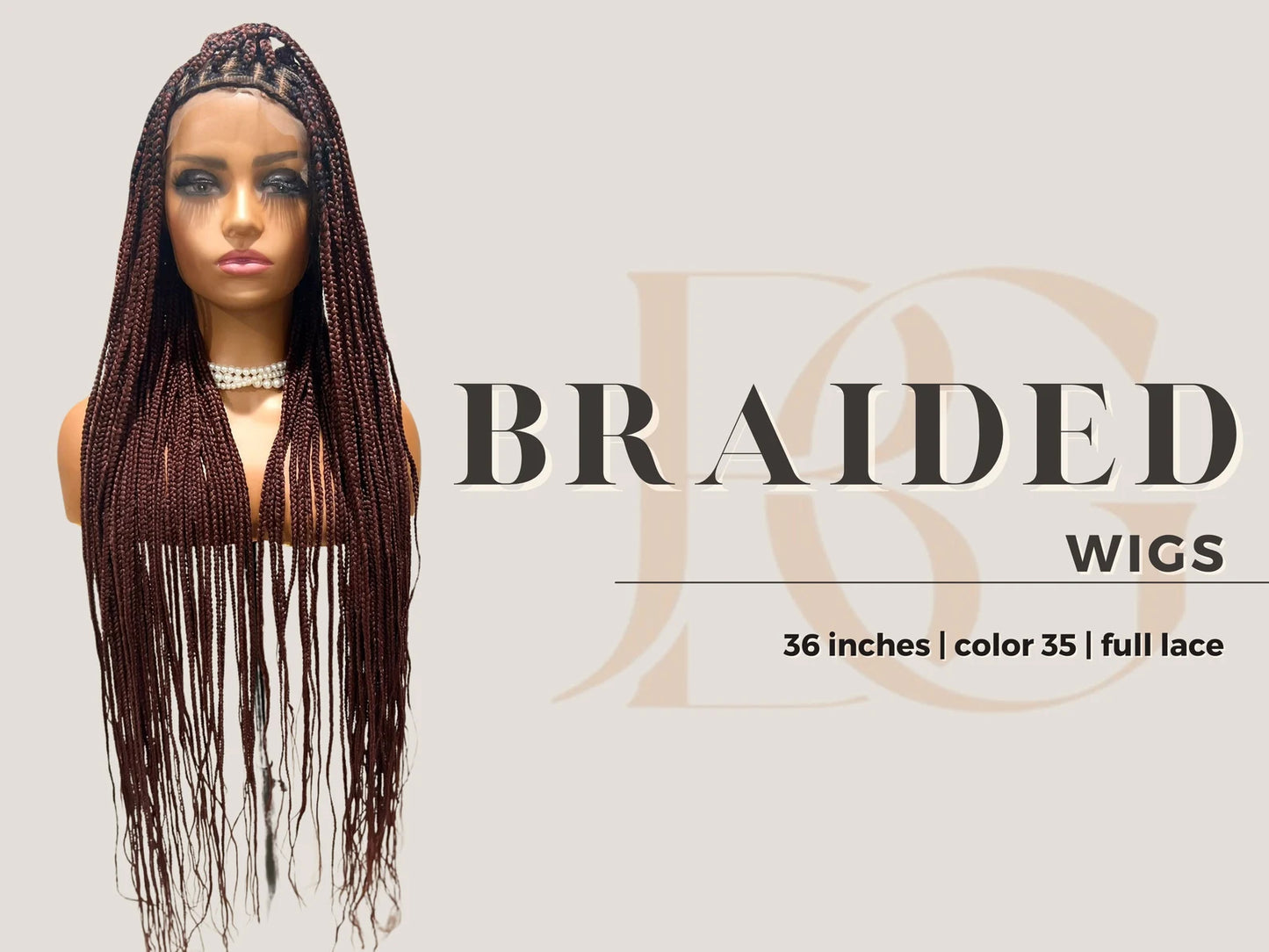 Knotless Front Lace Box Braided Wig, 36 Inch Long Hair Wig For Women
