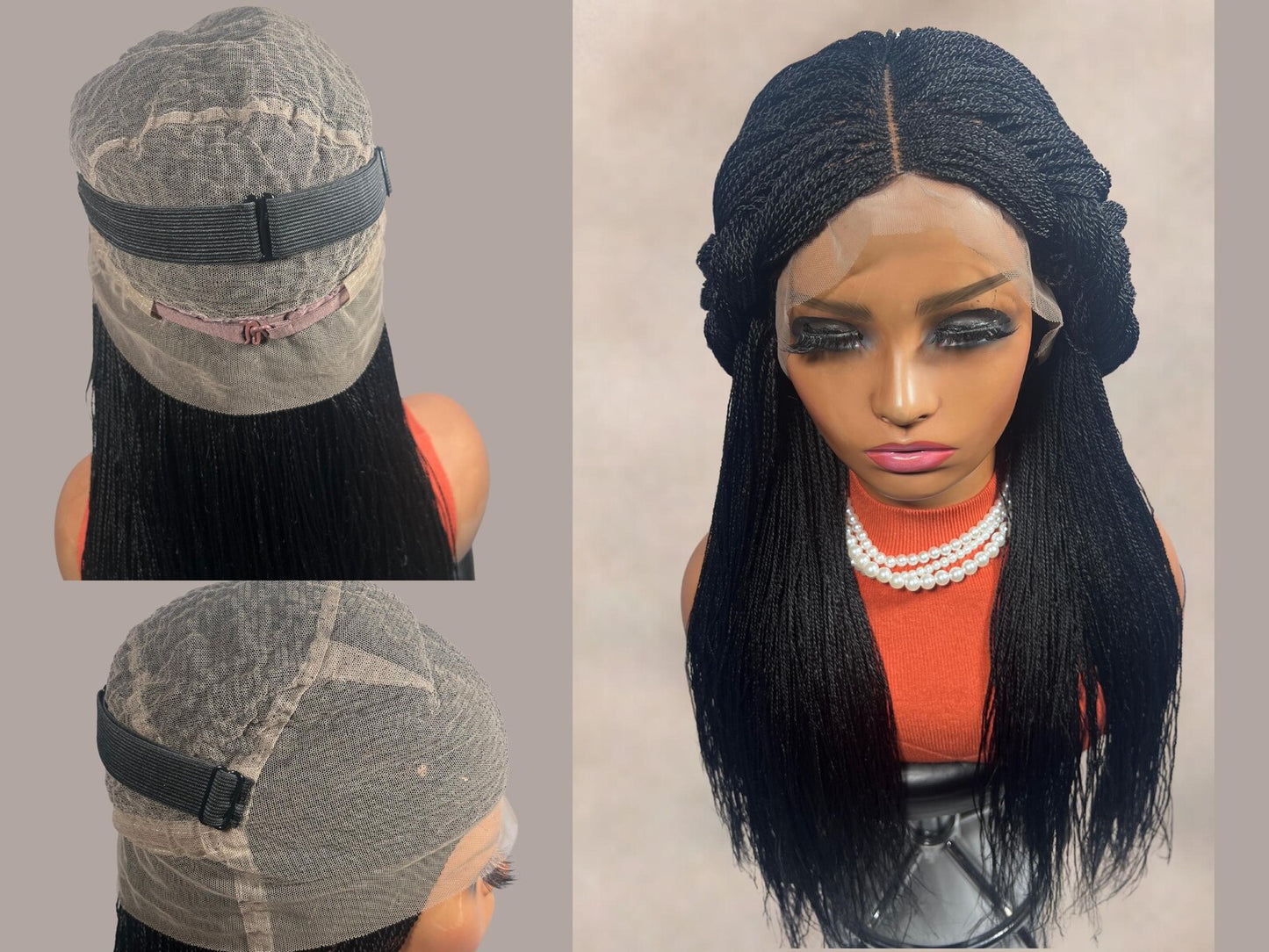 22 Inch Micro Million Braided Full Lace Wig, African American Wig
