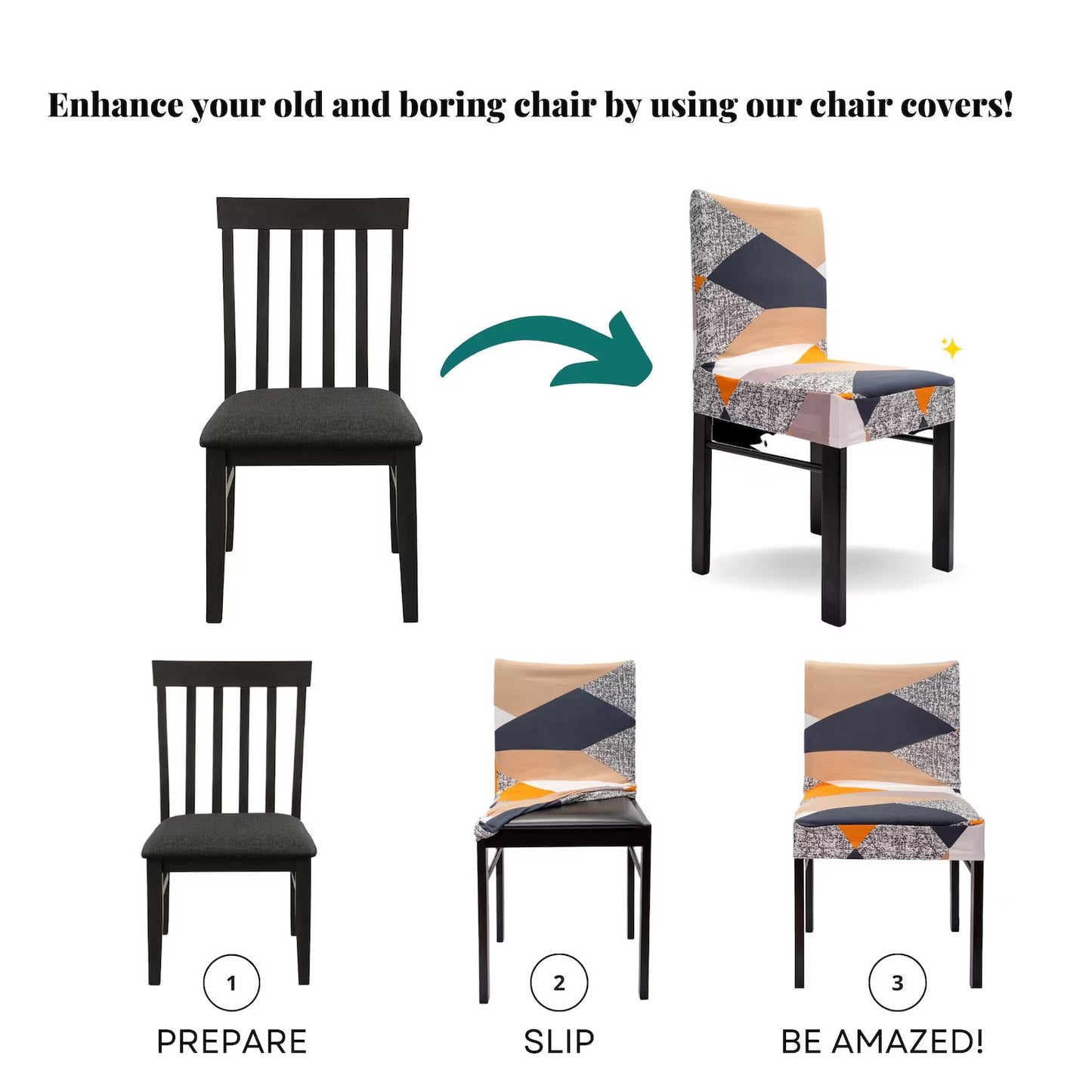 Colorful Chair Covers, Dining Chair Seat Covers, Fabric Chair Protectors