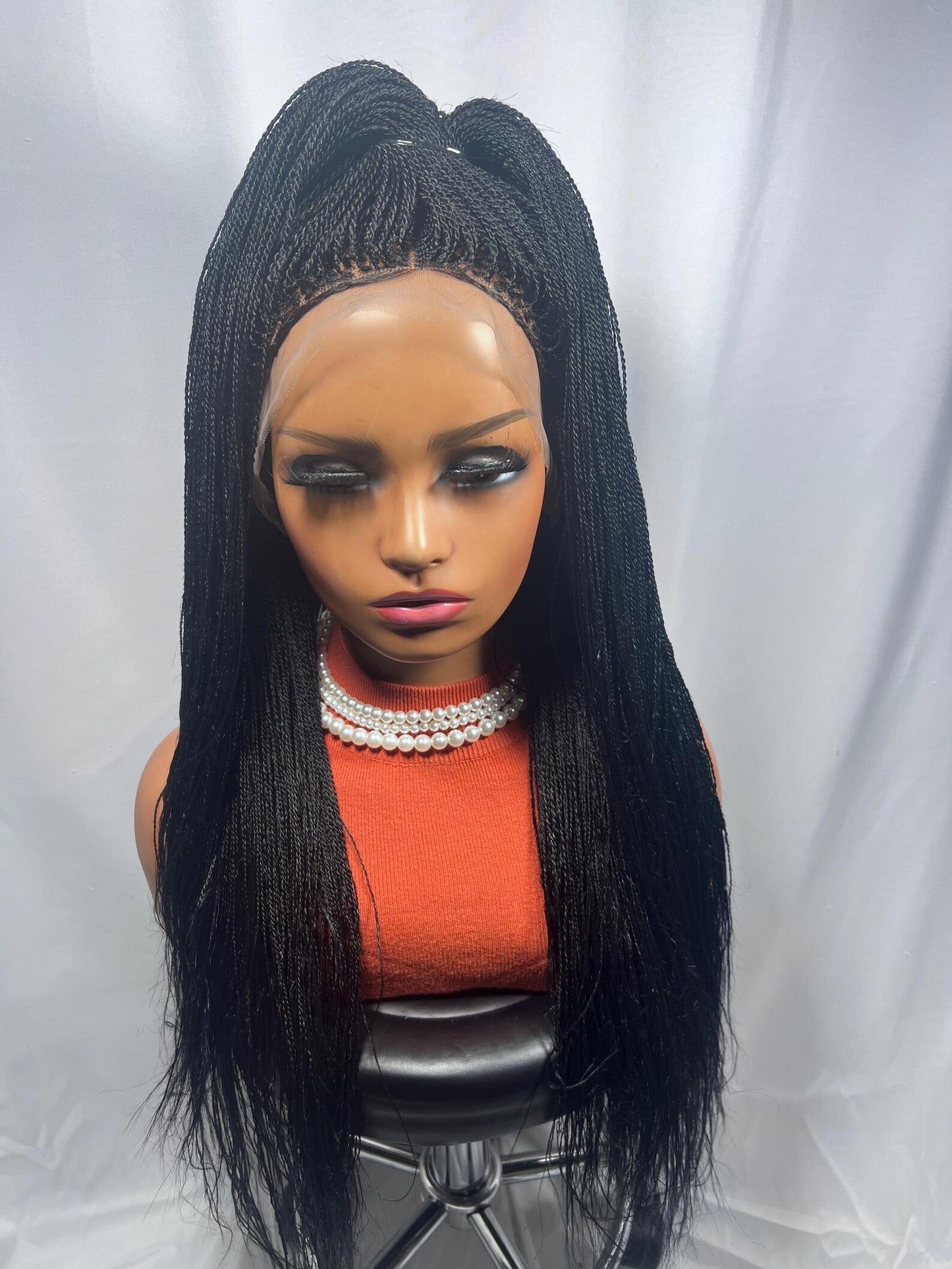 22 Inch Micro Million Braided Full Lace Wig, African American Wig