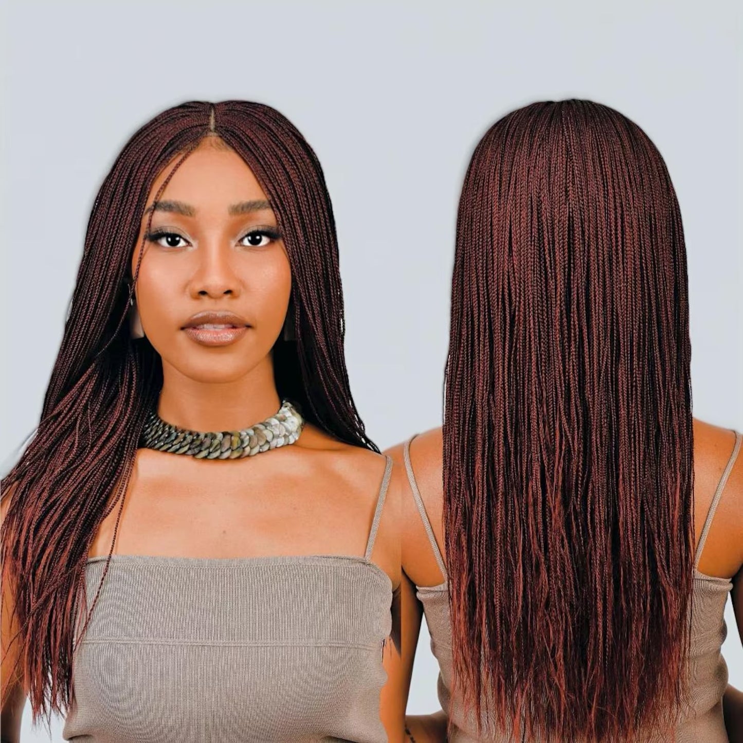 360 Lace Closure Wig, 28” Box Braids Wig for Black Women, Fashion Wig