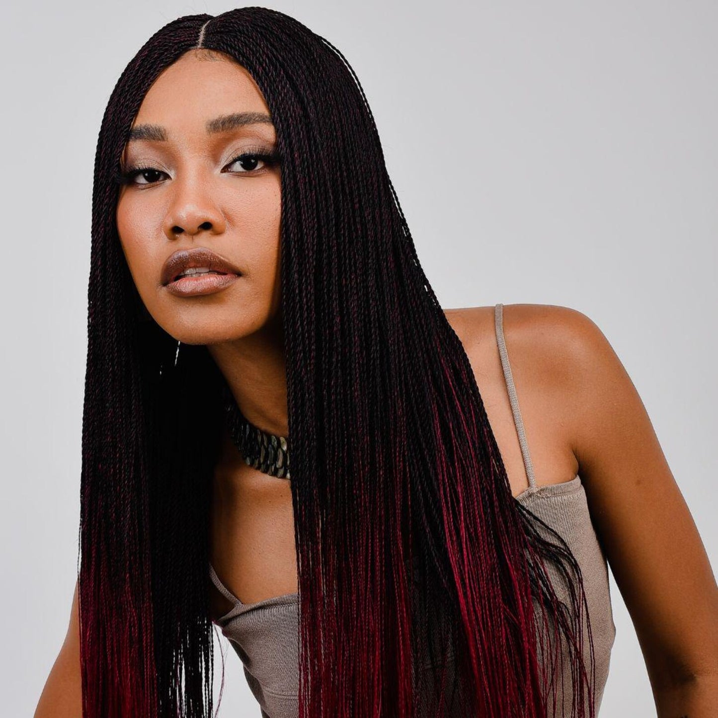 36 Inch Micro Million Twist Braided Wig with Front Lace Closure