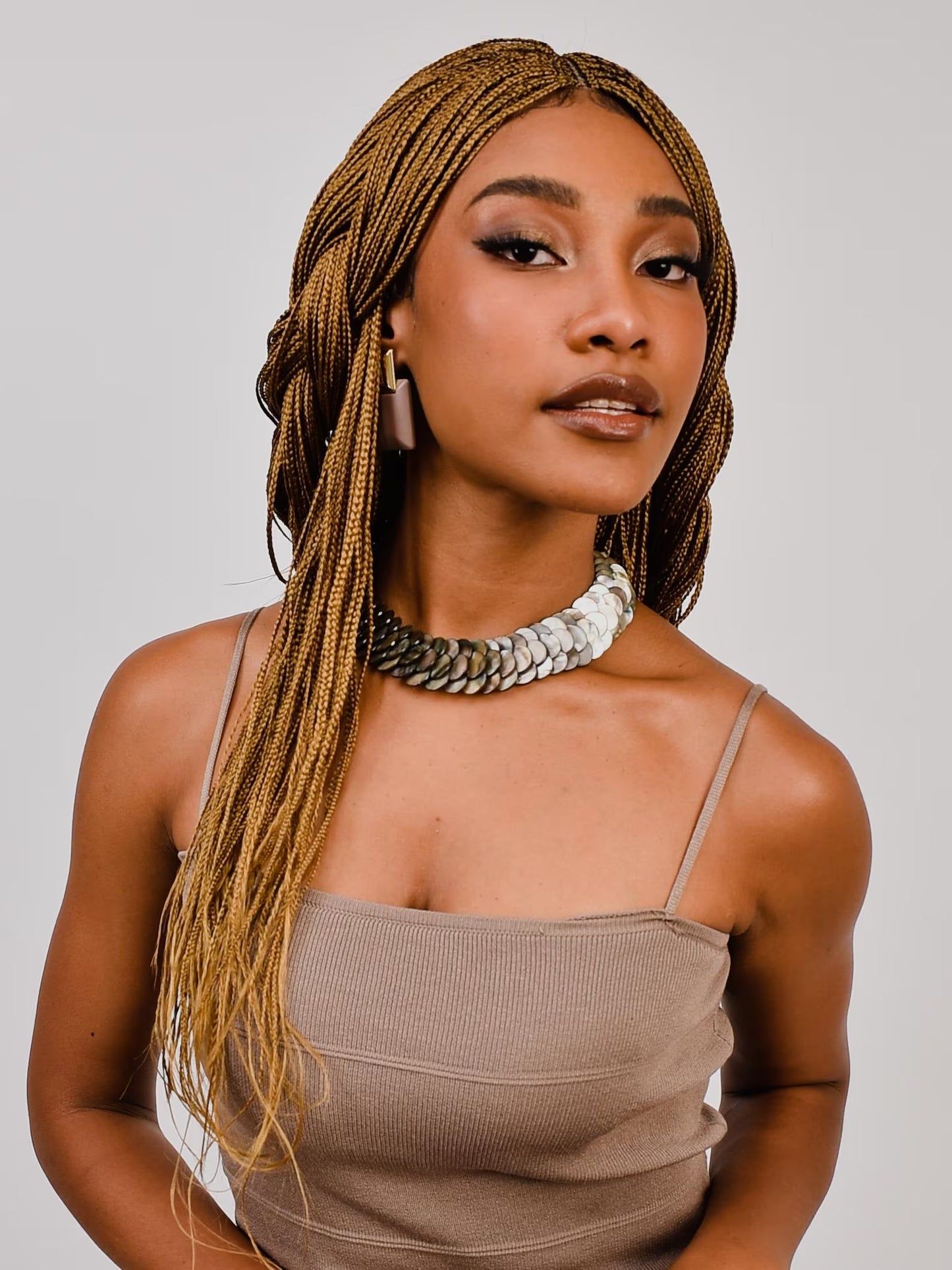 22 Inch Blonde Senegalese Braided Wig with Closure, Micro Braids Wig