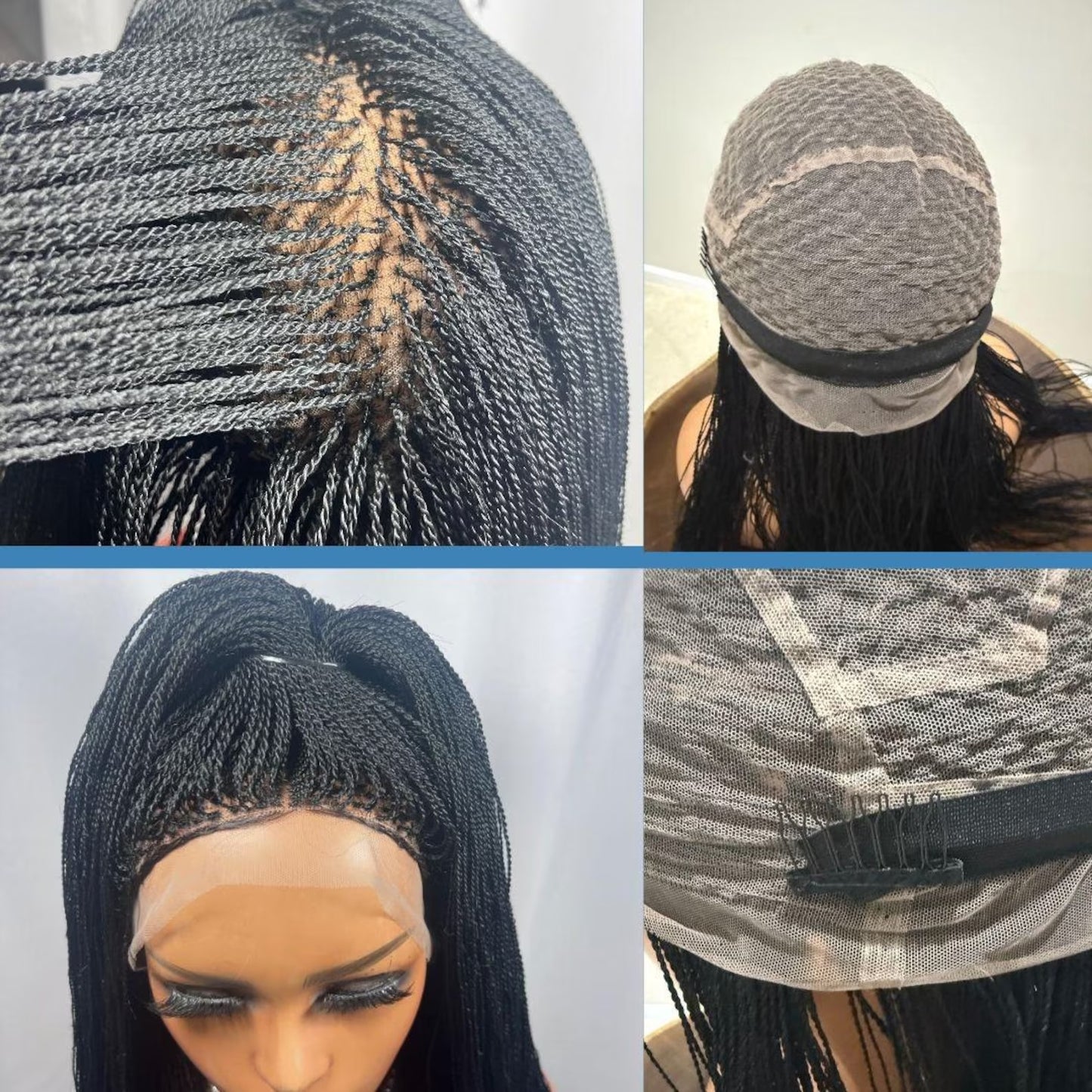 22 Inch Micro Million Twist Braided Wig for Black Women with Baby Hair