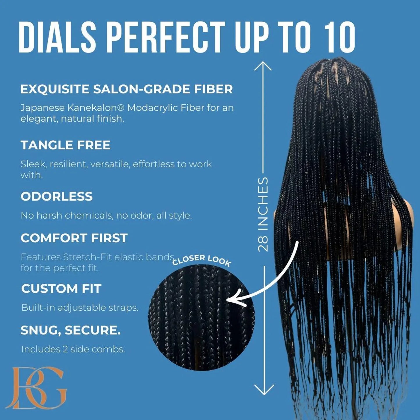 28 Inch Long Black Micro Braided Wigs, Glue Less Lace Front Wigs